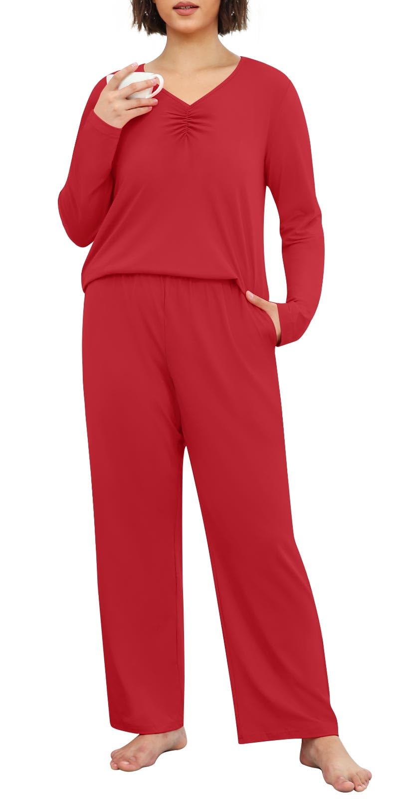Syoss Women's Pajama Sets - Soft Long Sleeve Sleepwear & Lounge Wear for Women (Sizes M-4XL) - Cozy Nightwear for Relaxing at Home or Sleeping