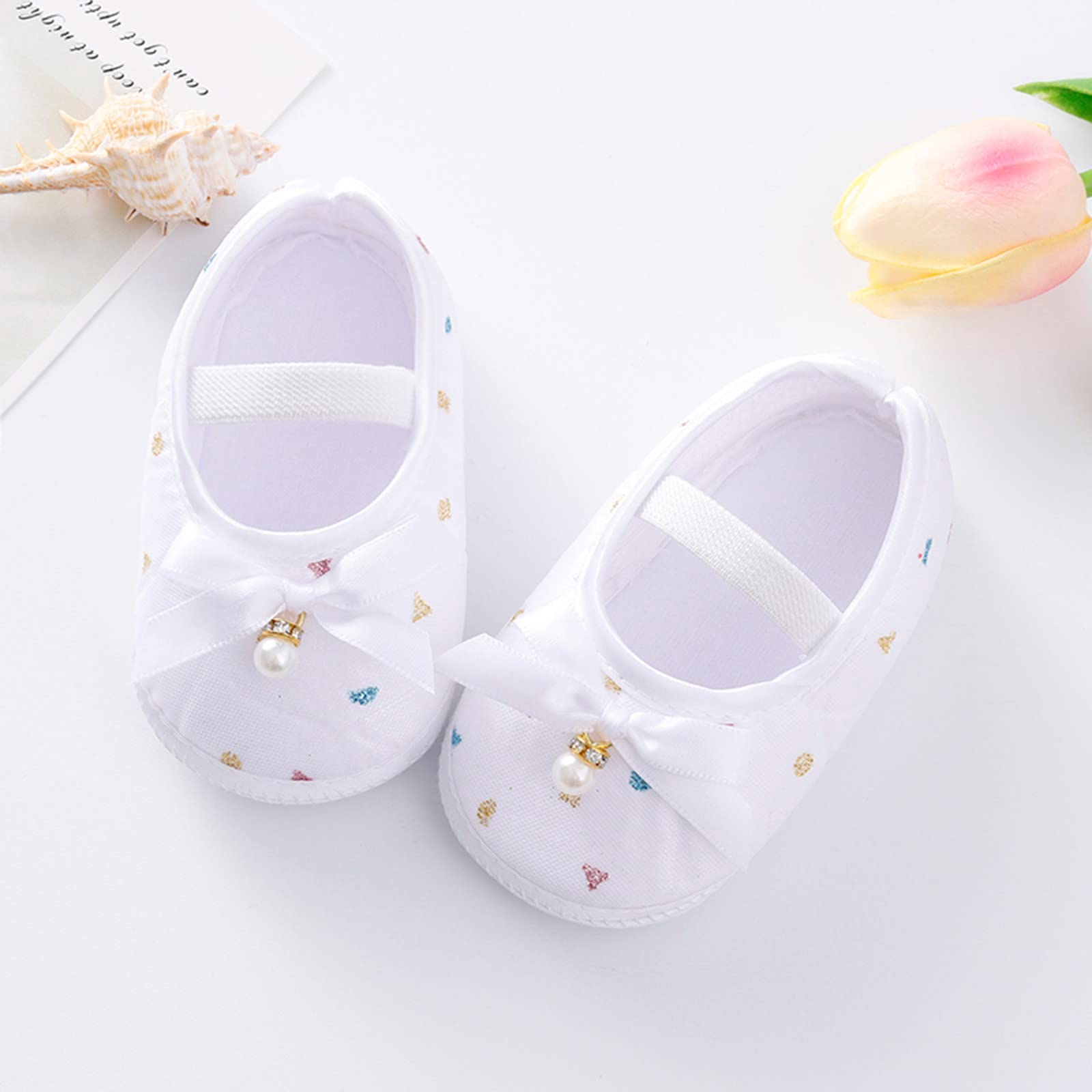 Cute Princess Toddler Shoes with Soft Bow & Pearl - Baby Girls Size 2 for Party & Dress Up