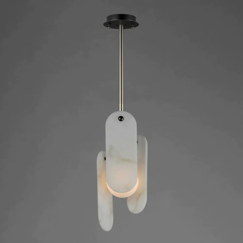 Studio M Alabaster Megalith Single Pendant Light - Modern Minimalist Hanging Fixture for Dining Room, Kitchen Island & Bedroom Lighting