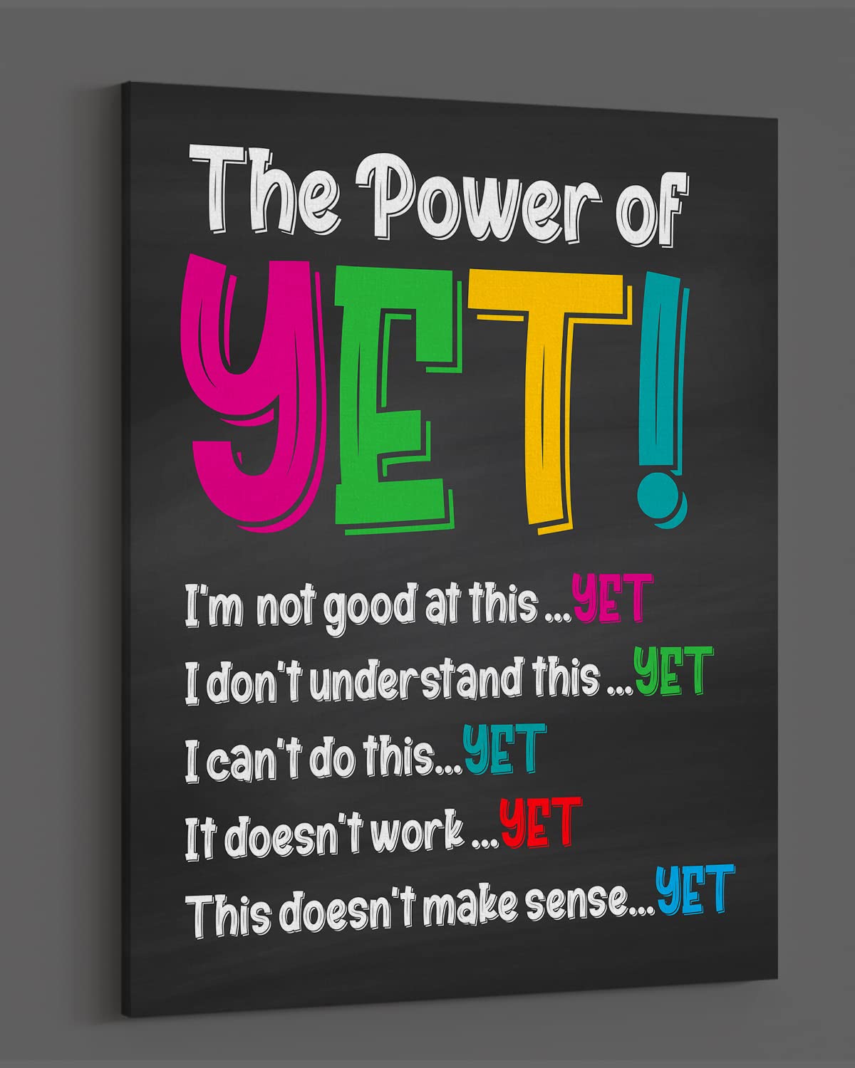 School Psychologist Office Decor - The Power of Yet Mental Health Wall Art for Kids & Teachers - 24x30 Ready to Hang Canvas - Classroom Decor, Counseling Room Aesthetic, Bedroom Wall Decor - Motivational Poster for Students, Educators & Therapists