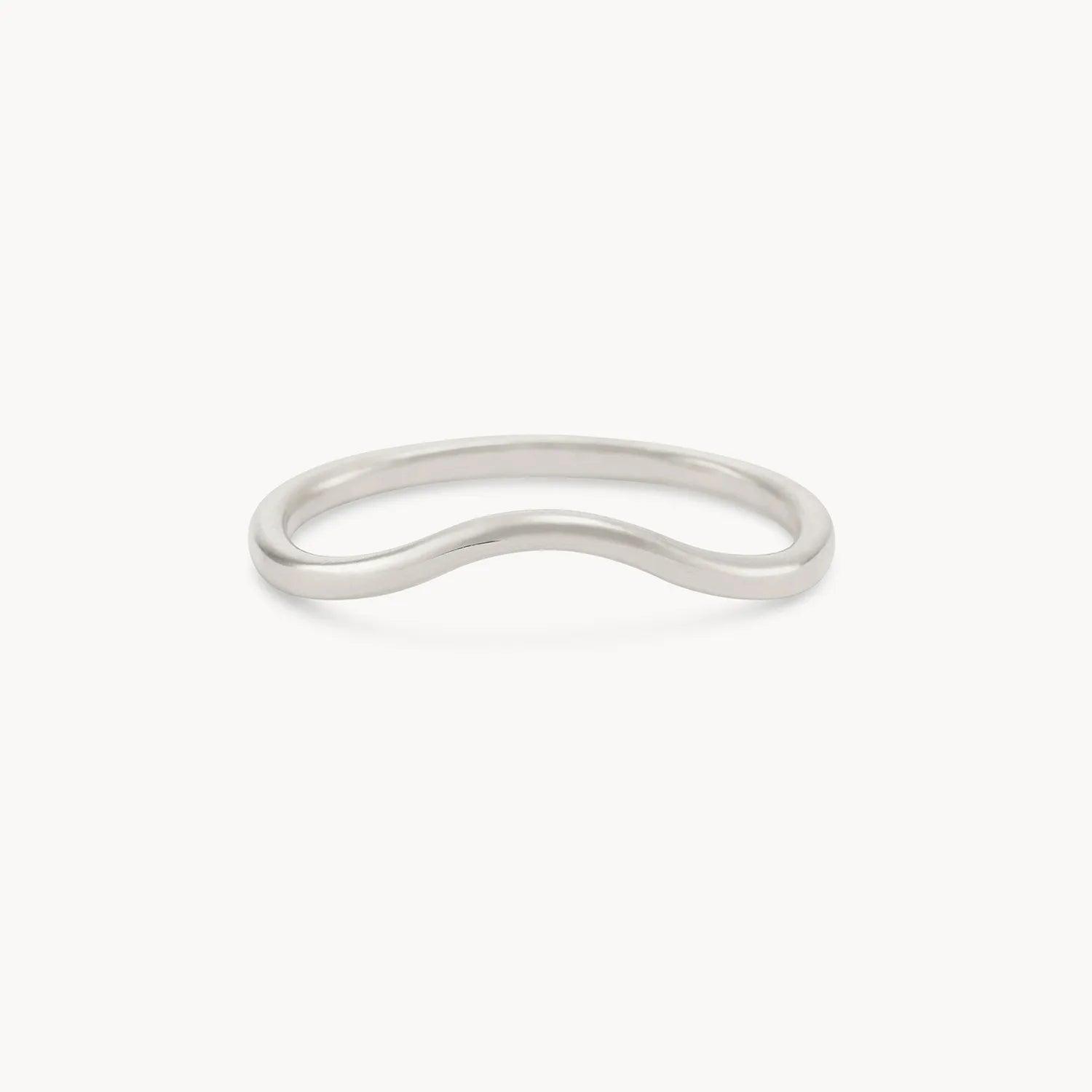 14K White Gold Plain Wave Band Ring - Elegant & Minimalist Jewelry for Women, Perfect for Everyday Wear, Weddings & Special Occasions