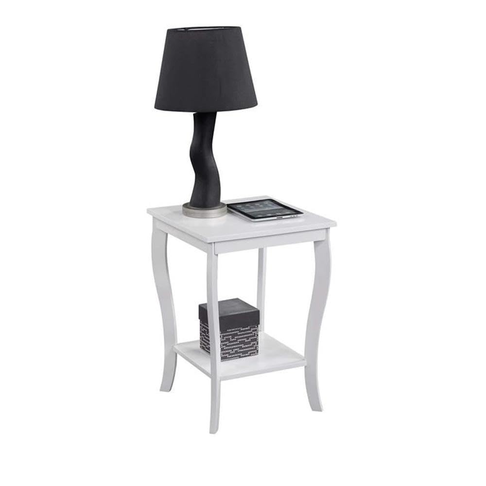 White Wood Finish Square End Table Set of 2 - Modern Side Table for Living Room, Bedroom, or Office - Home Square Furniture