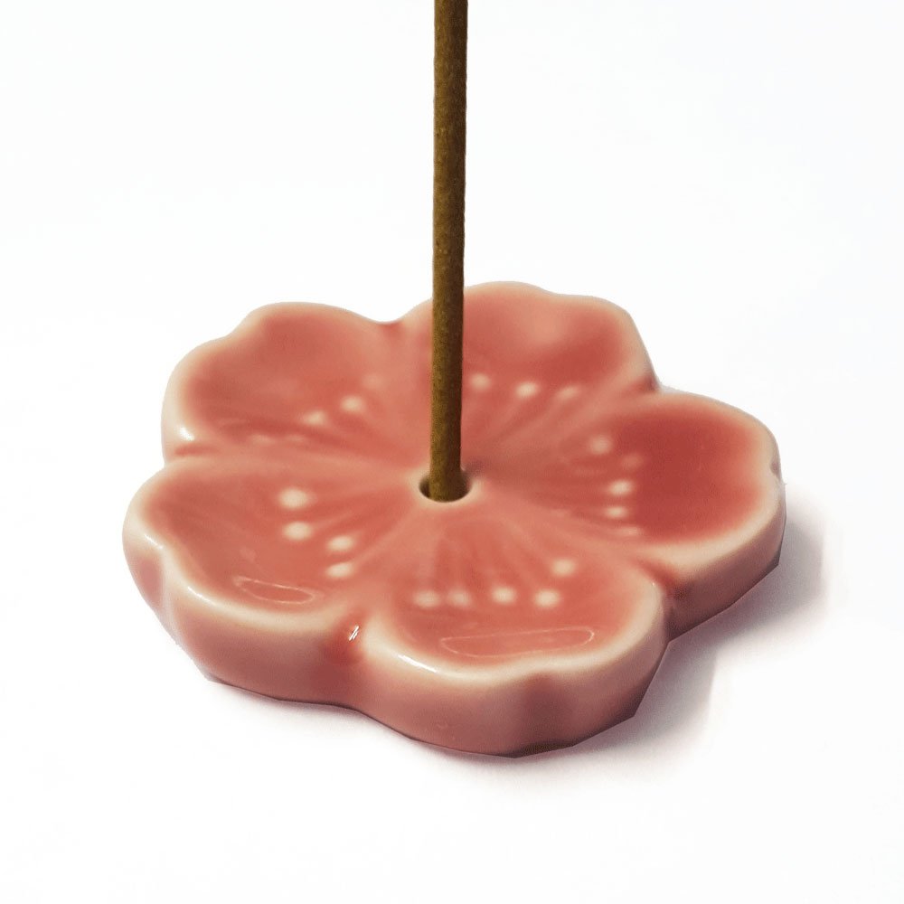 Cherry Blossom Ceramic Incense Holder - Japanese Style Aromatherapy Burner for Home, Yoga & Meditation - Perfect for Relaxation & Stress Relief