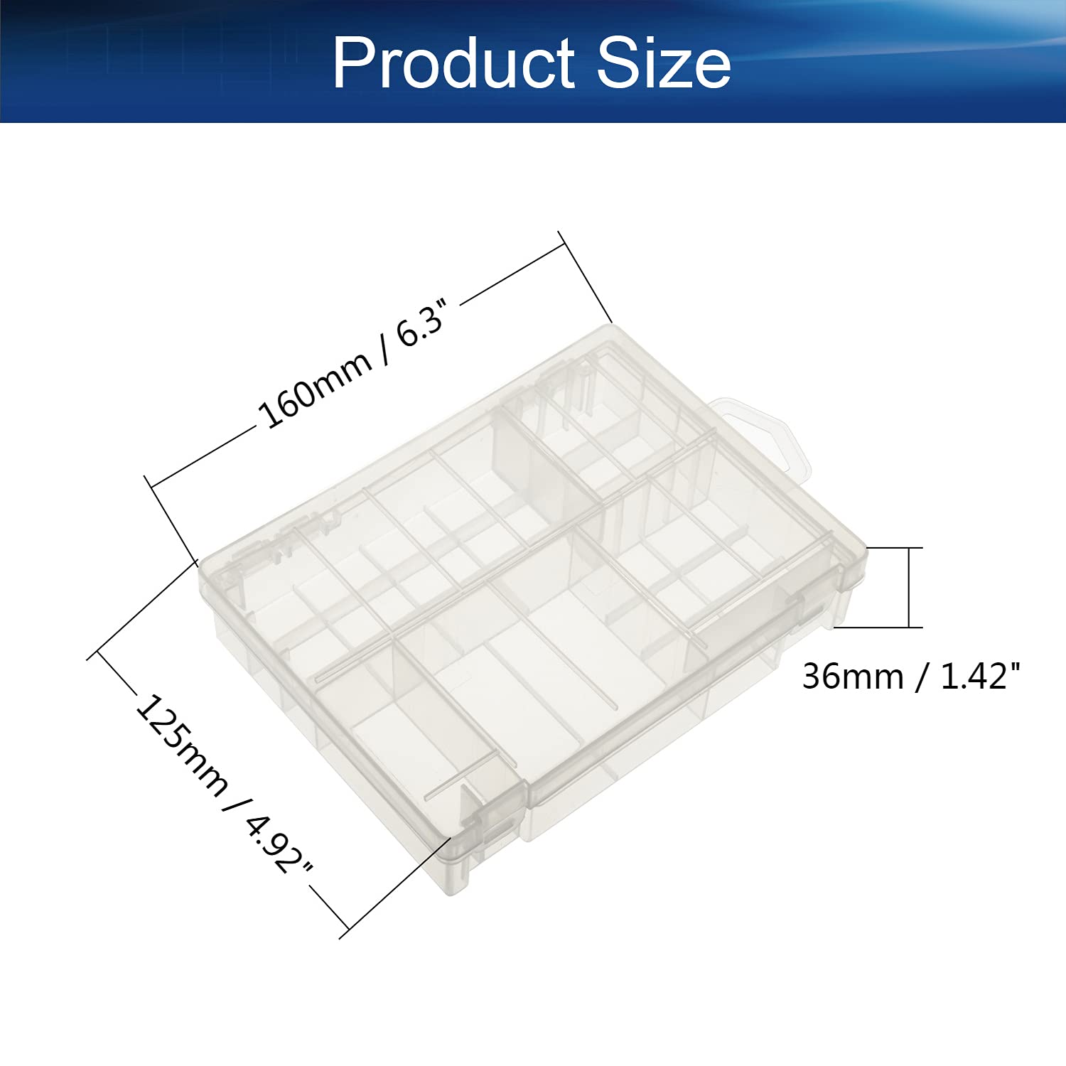 Heyiarbeit Clear Plastic Battery Storage Case Holder Box for AAA AA C D Batteries - Organize and Protect Your Batteries at Home, Office, or On The Go (1 Pack)