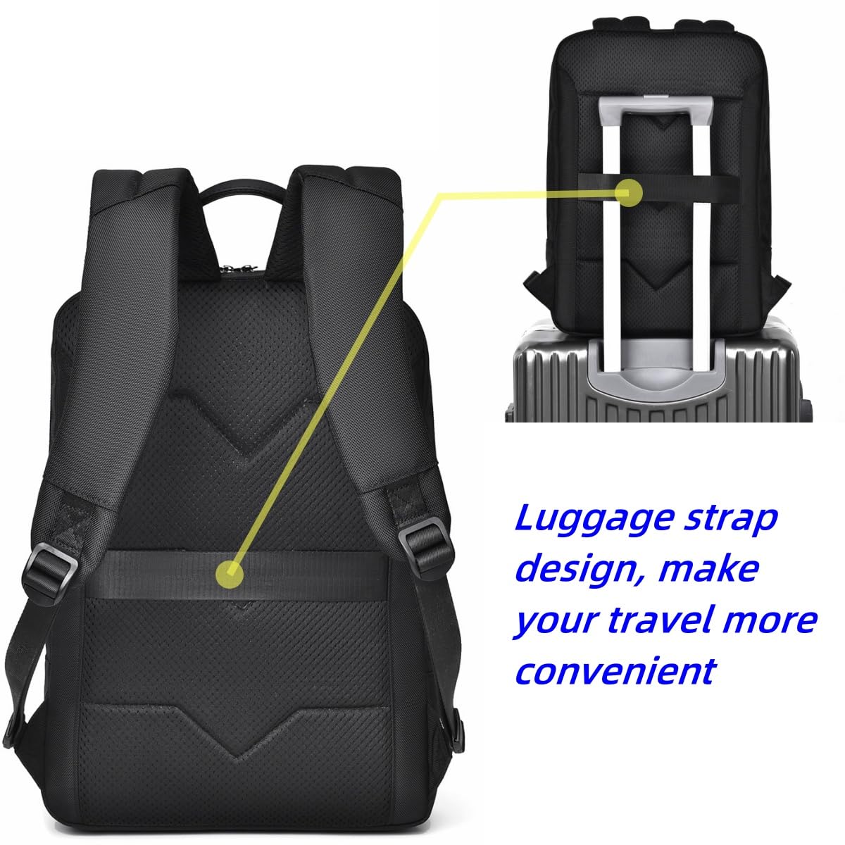 Slim Expandable Laptop Backpack for Men - 15.6 Inch Flatpack Travel & College Backpack (Black) - Perfect for Business Trips, Commuting & Campus Use