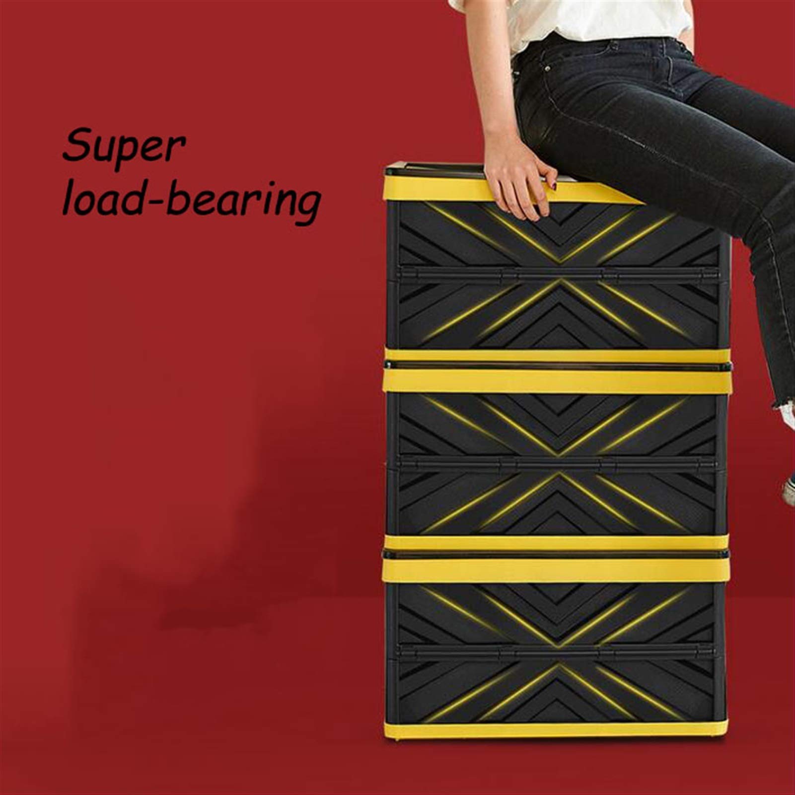 Collapsible Plastic Storage Bins - Foldable 55L Storage Box for Camping, Travel, Home & Office Organization (Black) - Space-Saving Solution for Clothes, Toys & Gear