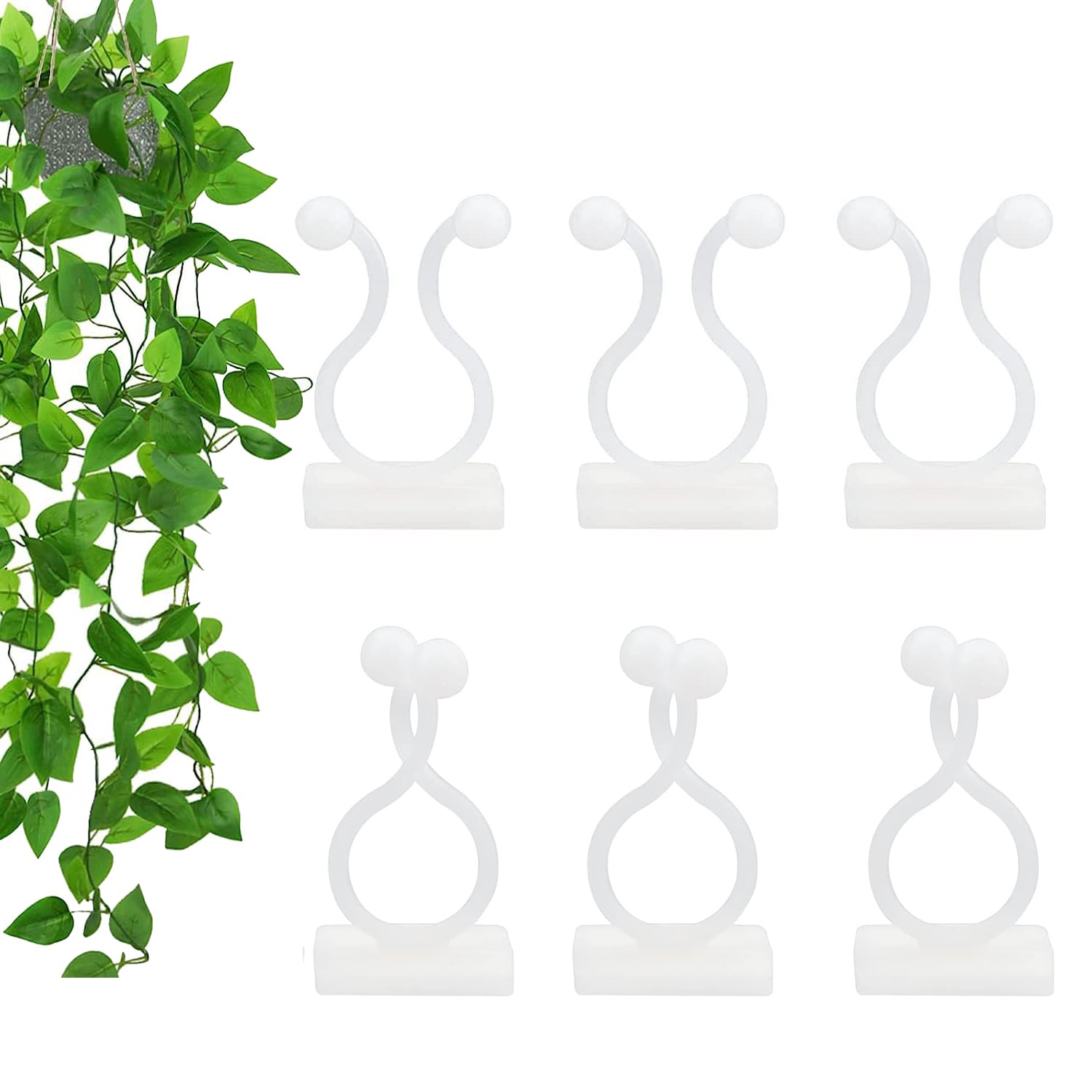 100Pcs Invisible Self-Adhesive Plant Climbing Wall Clips - White Plant Vine Support Clips for Indoor/Outdoor Decor, Cable & Wire Management - Perfect for Garden Trellis, Wall Vines & Home Organization