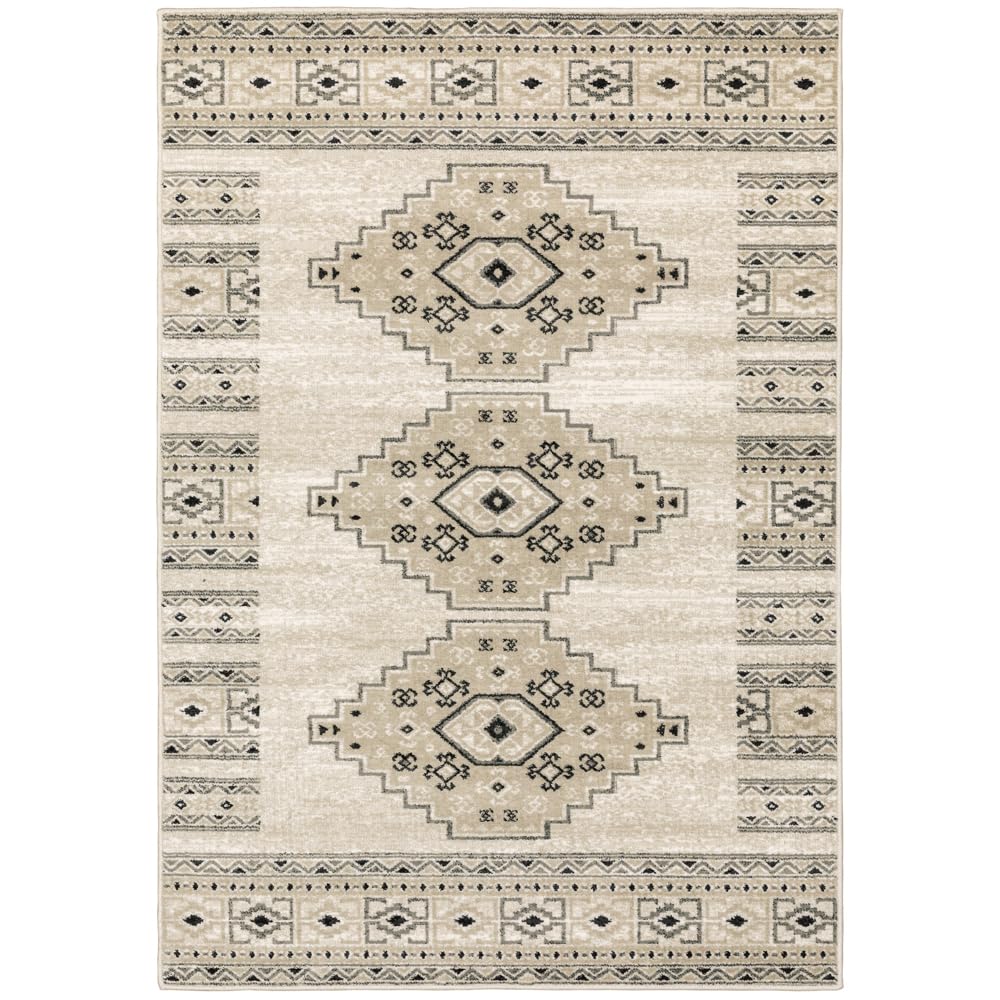 Moretti Homestead Casual Ivory Rings & Petals Area Rug 5'3