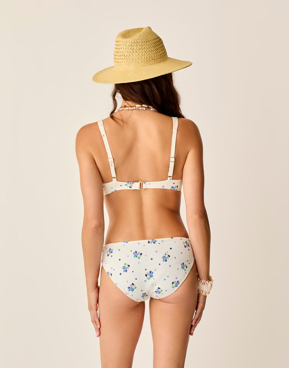 St. Barth Reversible Bikini Bottom - Pearl Floret & Lagoon Print | High-Quality Swimwear for Beach & Pool | Perfect for Summer Vacations & Tropical Getaways