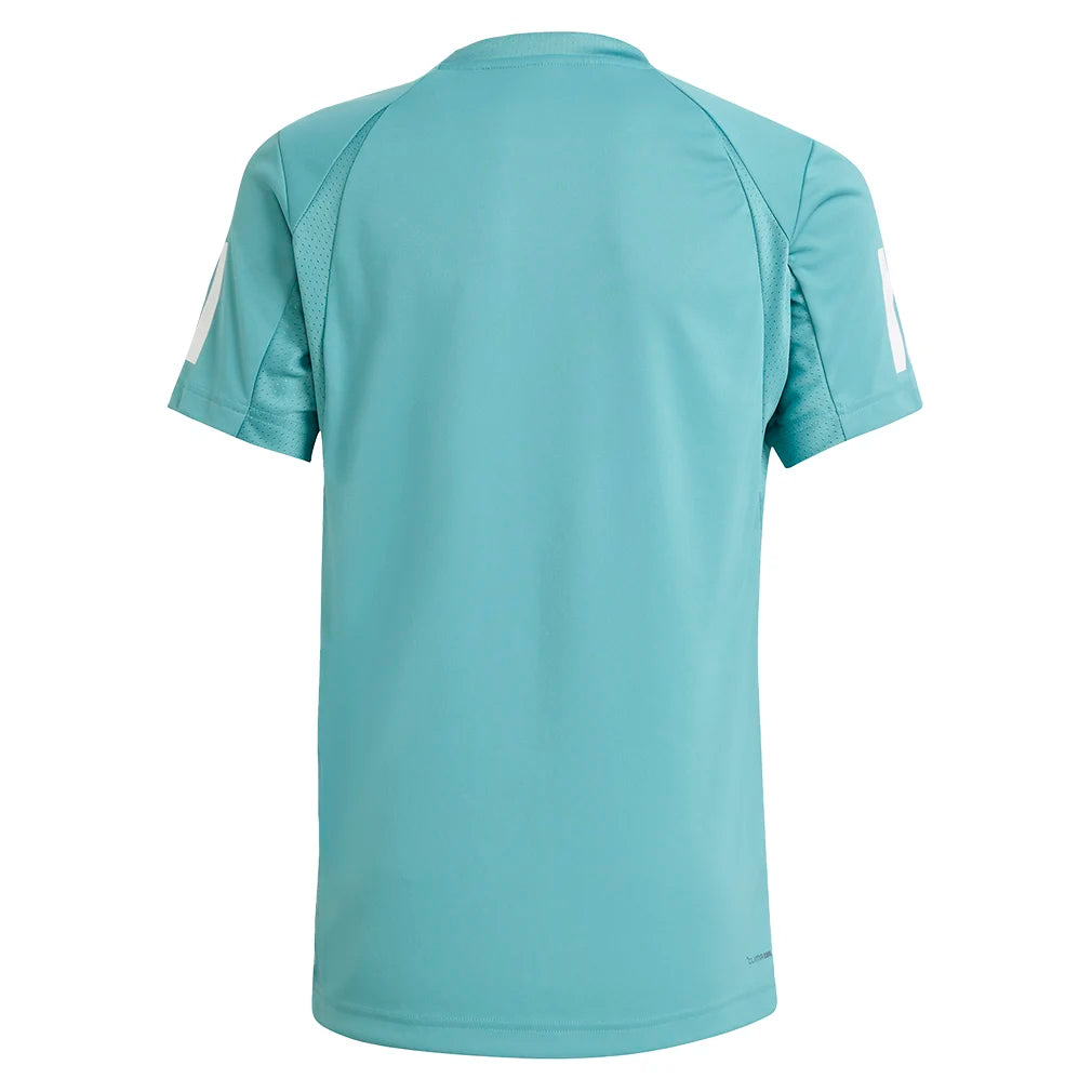Boys' Club 3 Stripe Tennis Tee - Powder Teal Color | Comfortable Cotton T-Shirt for Kids Sports & Casual Wear
