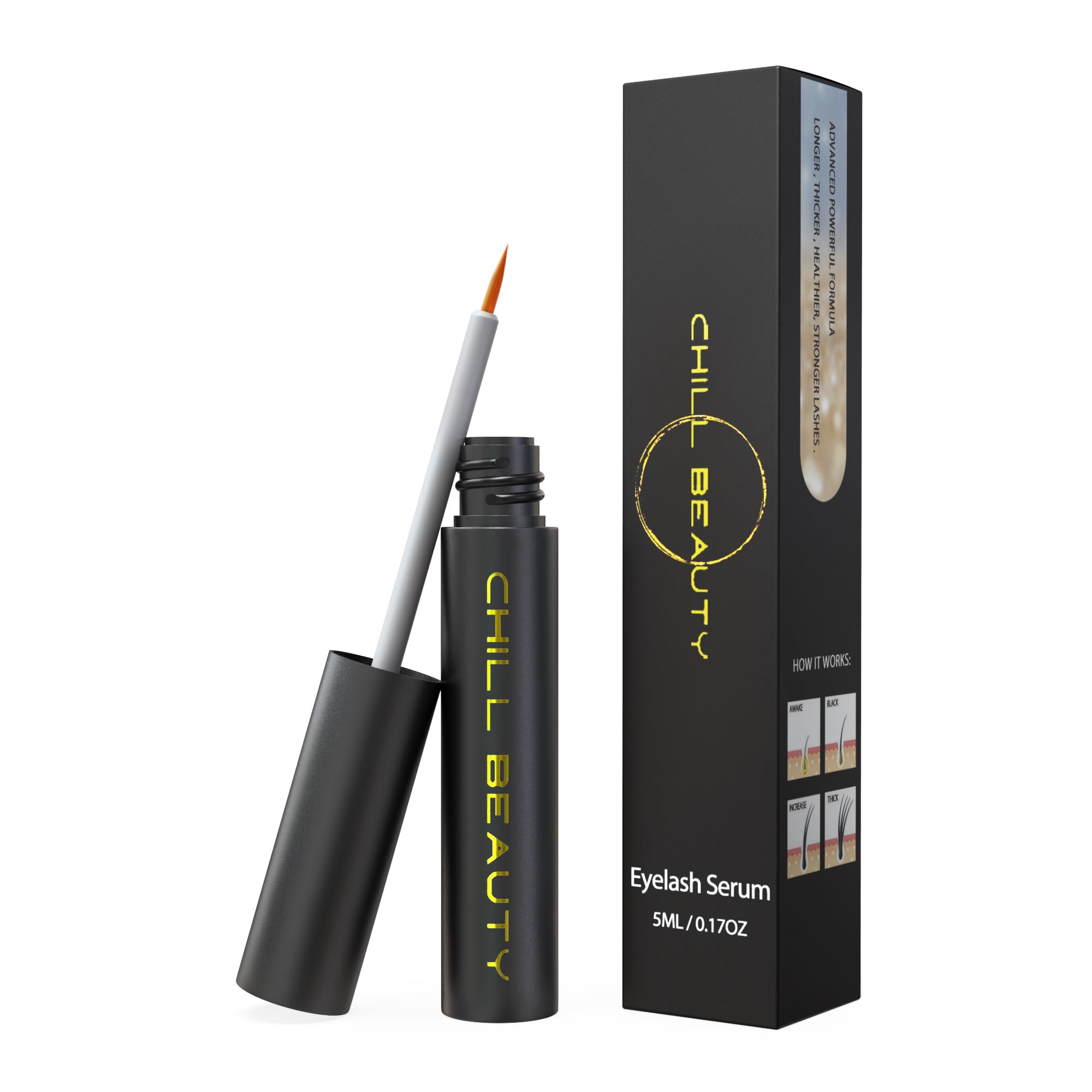 CHILL BEAUTY Eyelash Growth Serum for Longer Lashes & Eyebrows - Fast Acting Lash Booster Serum - Natural Lash Enhancer for Thicker, Fuller Eyelashes - Perfect for Daily Use & Special Occasions