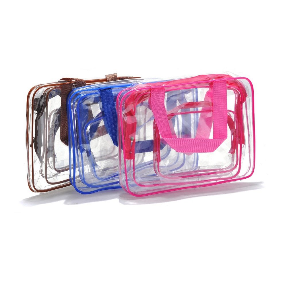 Clear PVC Travel Toiletry Bag - 3-in-1 Waterproof Makeup Organizer with Brush Holder for Men & Women | Perfect for Carry-On, Business Trips & Bathroom Organization