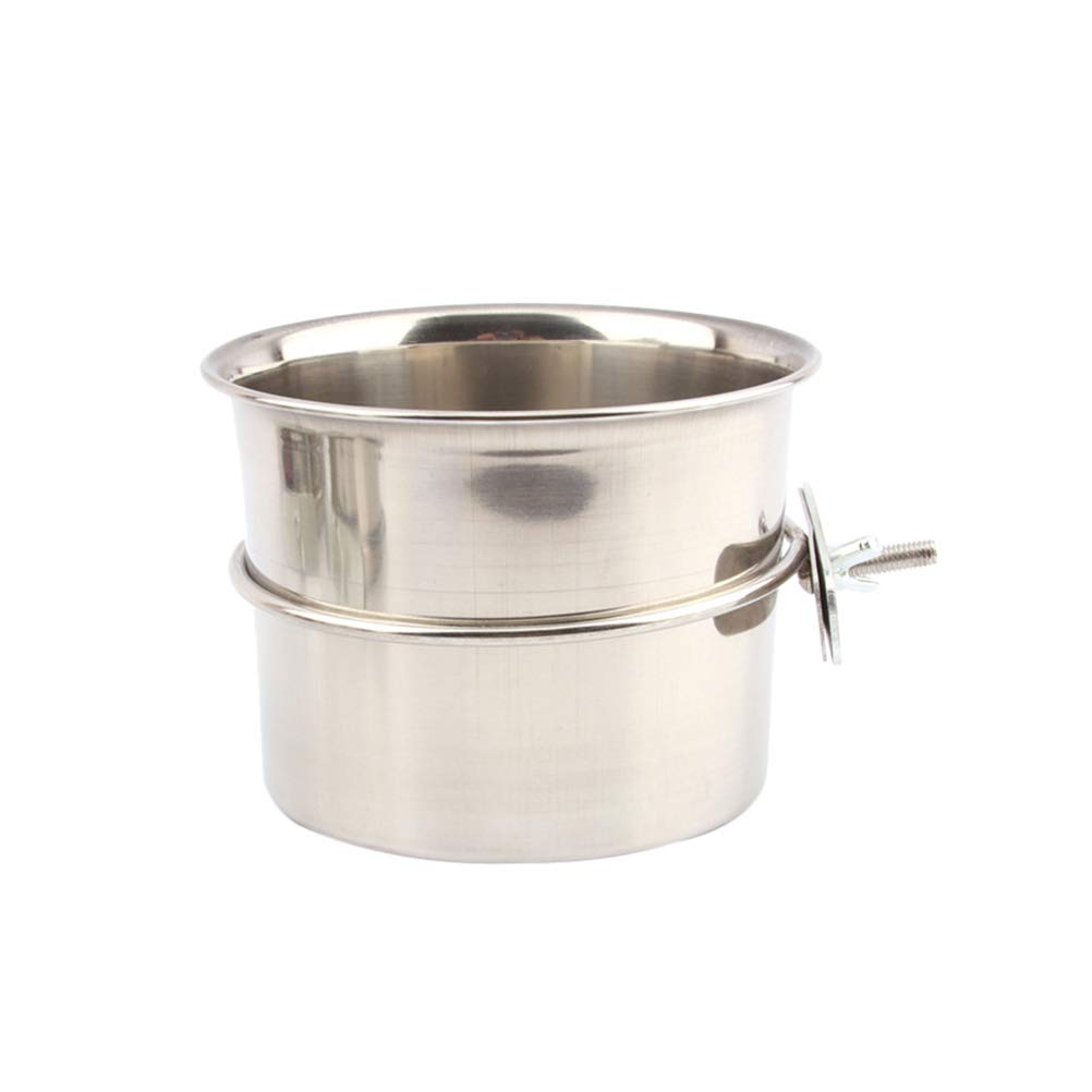Stainless Steel Parrot Feeder Bowl & Hanging Toy for Macaw Cockatiel - 10cm Small Size Bird Food Dish - Durable Cage Accessories for Parakeets Lovebirds Conures (Silver) - Perfect for Bird Cages Aviaries & Travel Carriers