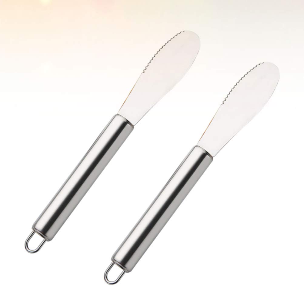 Premium Stainless Steel Cake Spatula Set - 2Pcs Metal Frosting & Butter Spreader for Cake Decorating, Cupcake Icing, Sandwich Making - Includes Serrated Edge Spatula for Perfect Baking & Kitchen Use