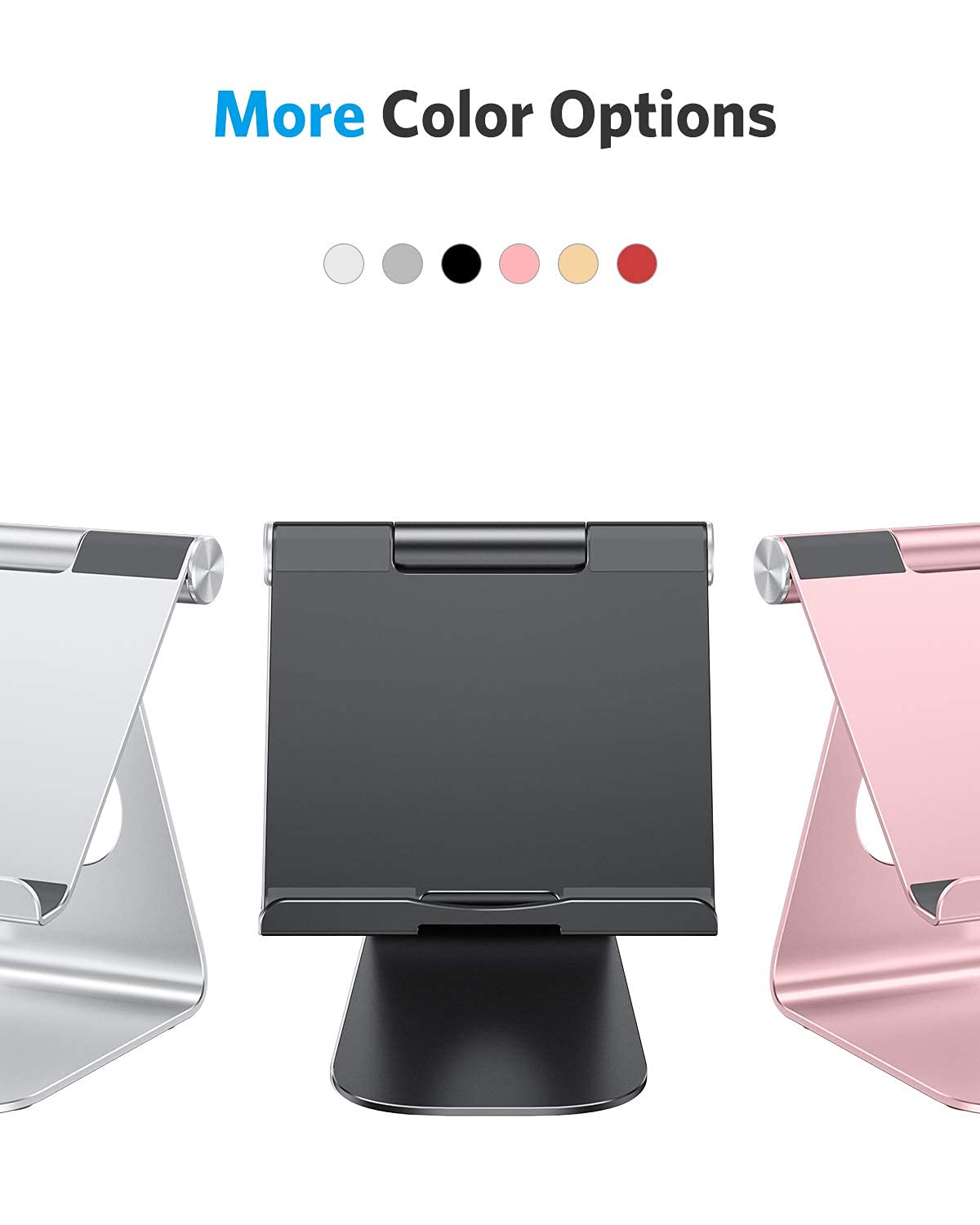 OMOTON Adjustable Tablet Stand Holder for iPad Pro 2022/11/12.9, iPad Air 3/4/5, iPad Mini 4/5/6, Samsung Galaxy Tab, Nintendo Switch - Universal Aluminum Stand for Tablets up to 12.9 Inches (Black) - Perfect for Home Office, Gaming & Watching Videos