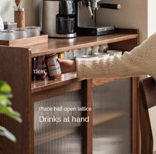 Solid Oak Wood Modern Multifunctional Sideboard - Stylish Storage Cabinet for Living Room, Dining Room & Entryway