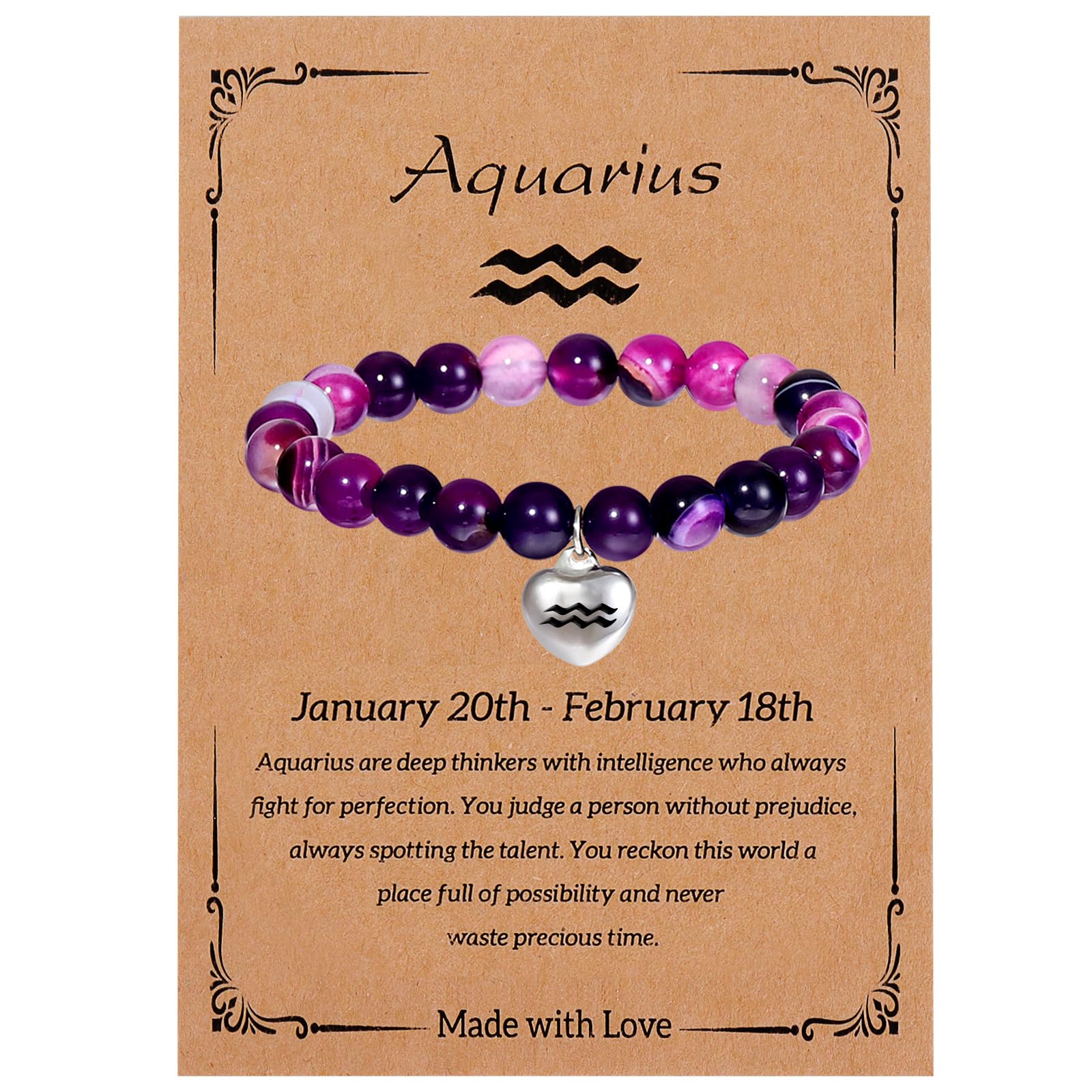 OFKAIS Zodiac Bracelet for Women & Girls - Natural Stone Horoscope Beaded Bracelet, Healing Crystal Jewelry for Birthday, Valentine's Day, Christmas & Year-End Gifts | Perfect for Daily Wear, Meditation & Spiritual Healing