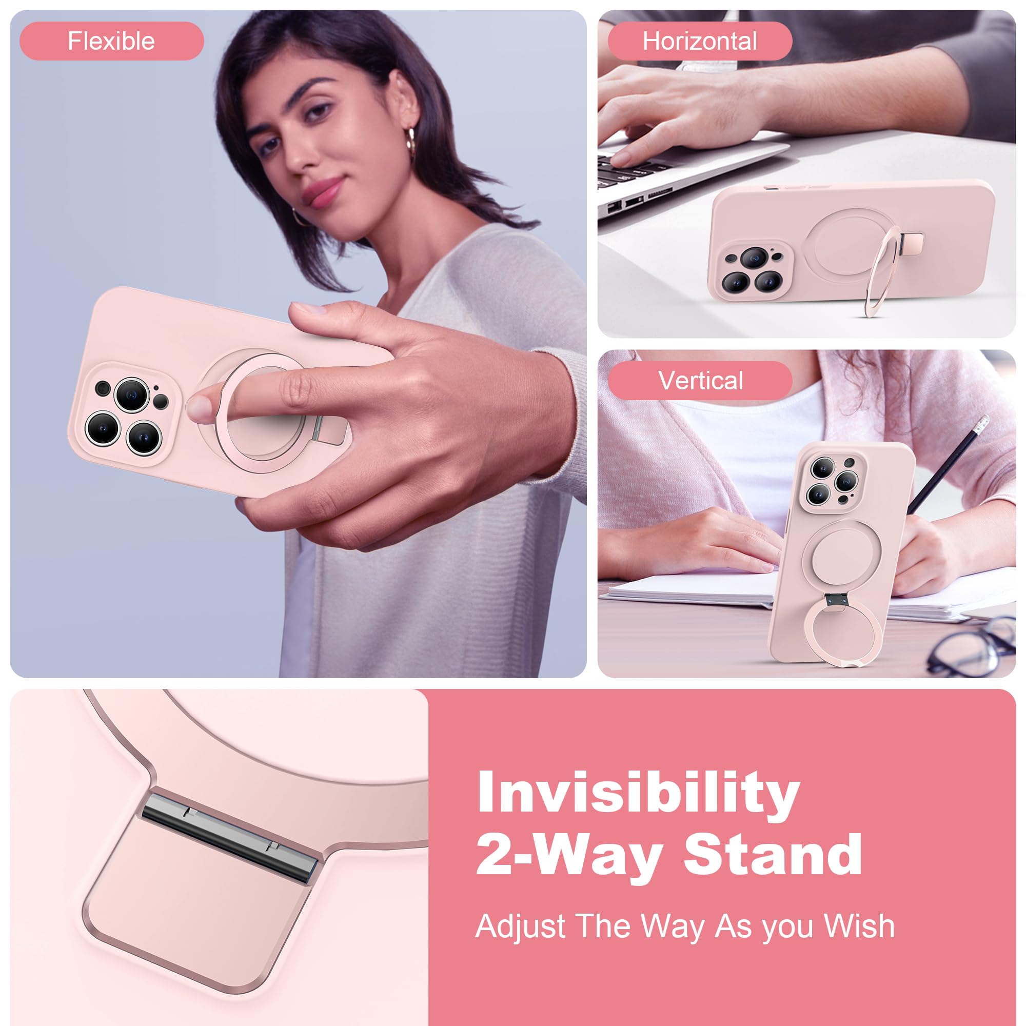 Magnetic Ring Stand Silicone Phone Case for iPhone 13 Pro Max 6.7