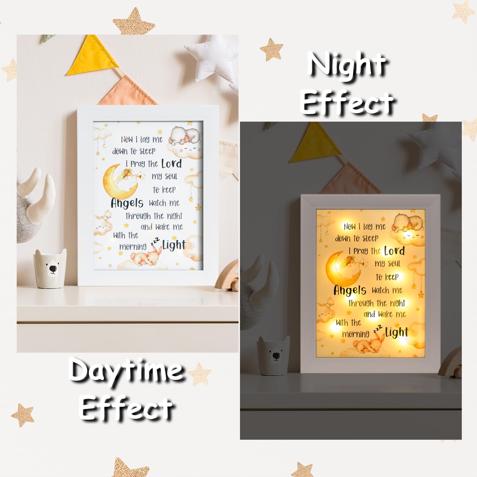 YLOVAN Baptism Gifts for Girls & Boys - Baby Christening Night Light Frame with Prayer Verse | Catholic Godparent Gifts, Nursery Decor for Bedtime | Perfect for Baptism, Dedication & Baby Showers (White)