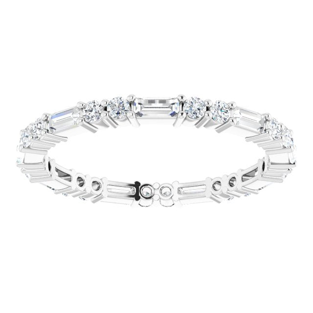 0.94 Carat Round & Straight Baguette Diamond Eternity Band - Perfect for Weddings, Anniversaries & Special Occasions