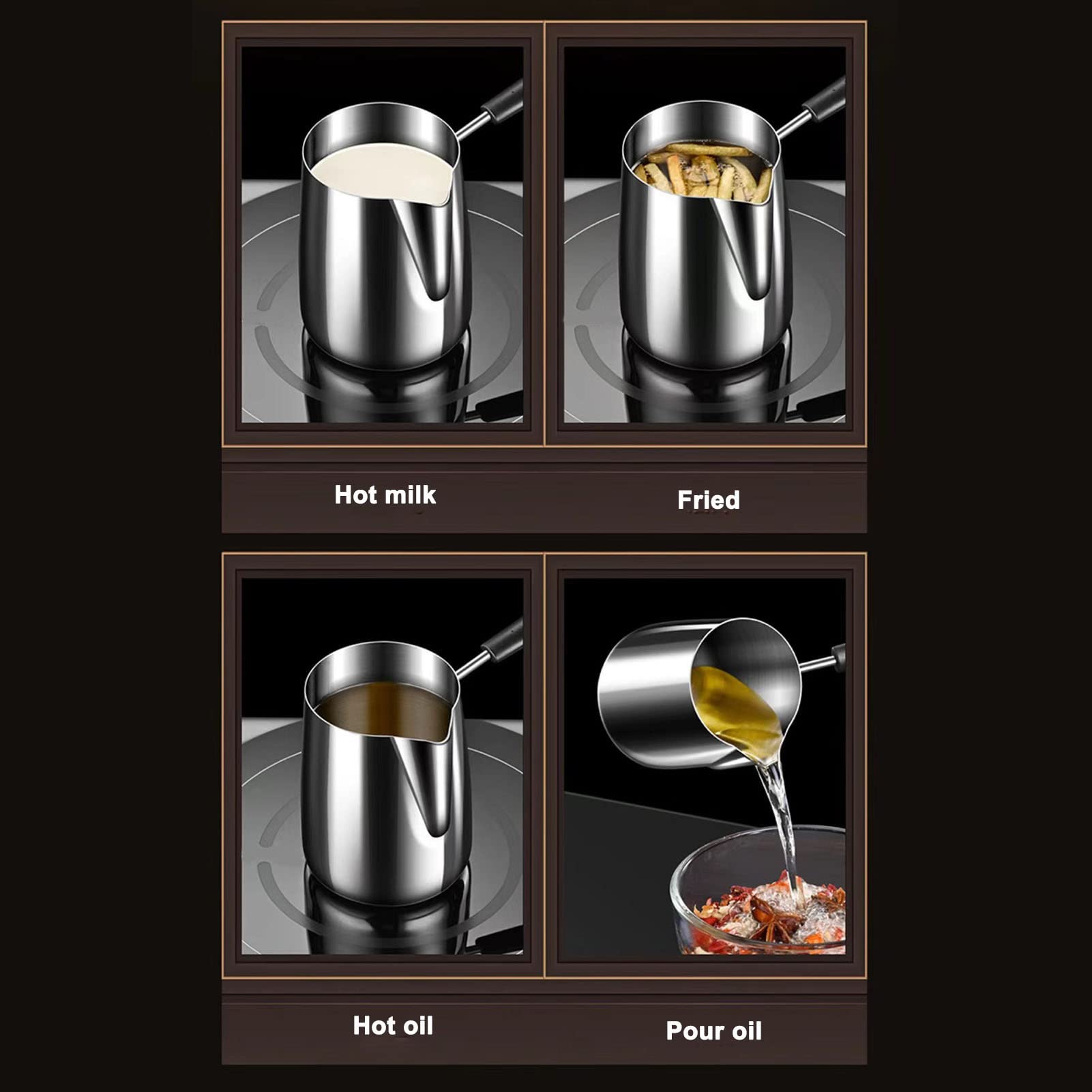 900ML Turkish Coffee Pot & Milk Warmer - Stainless Steel Coffee Decanter with Long Handle for Frothing & Heating Milk - Perfect for Turkish Coffee, Latte, Cappuccino & Hot Chocolate at Home or Café