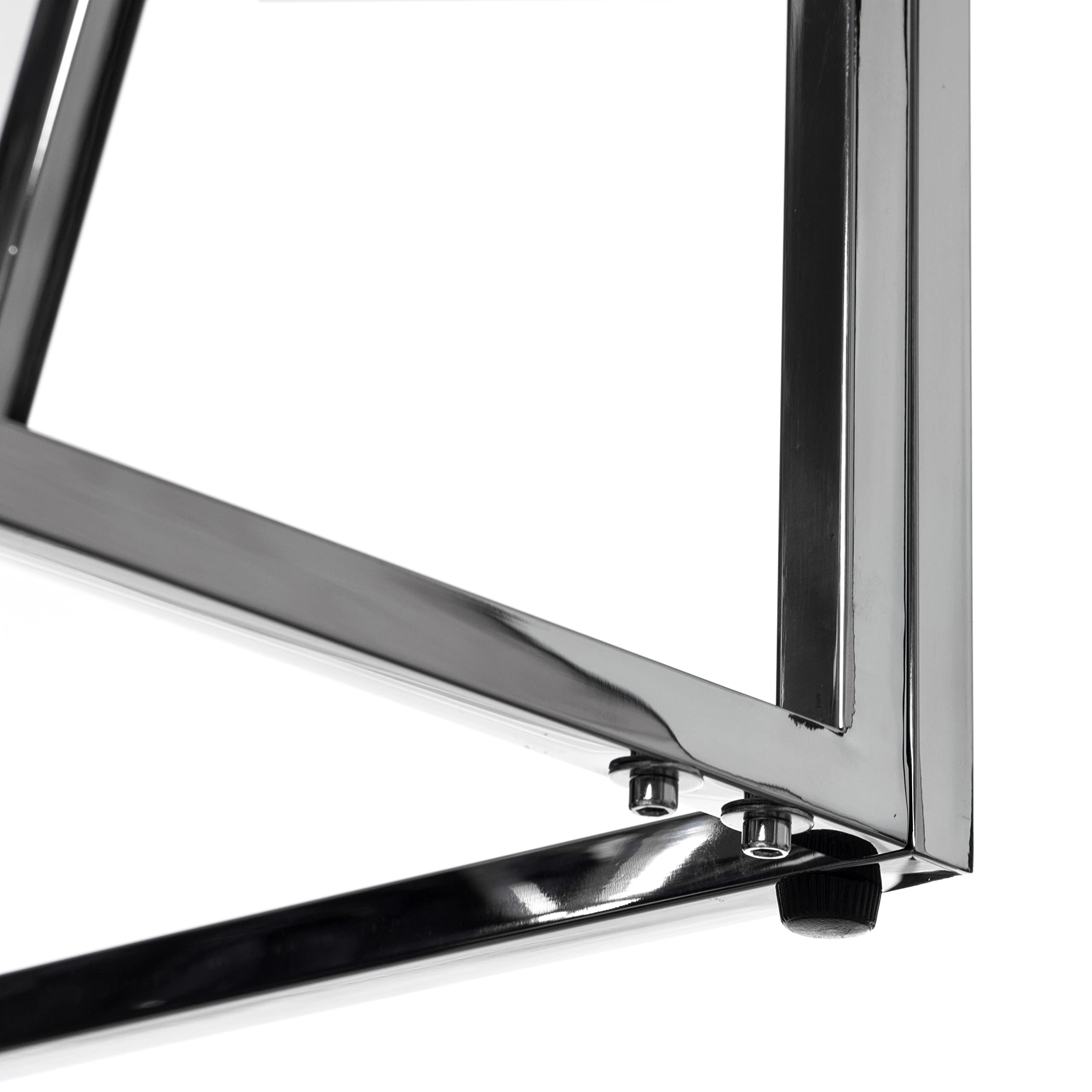Modern Square End Side Table with Tempered Glass Top - Silver Metal Coffee Table for Living Room, Bedroom & Office Decor