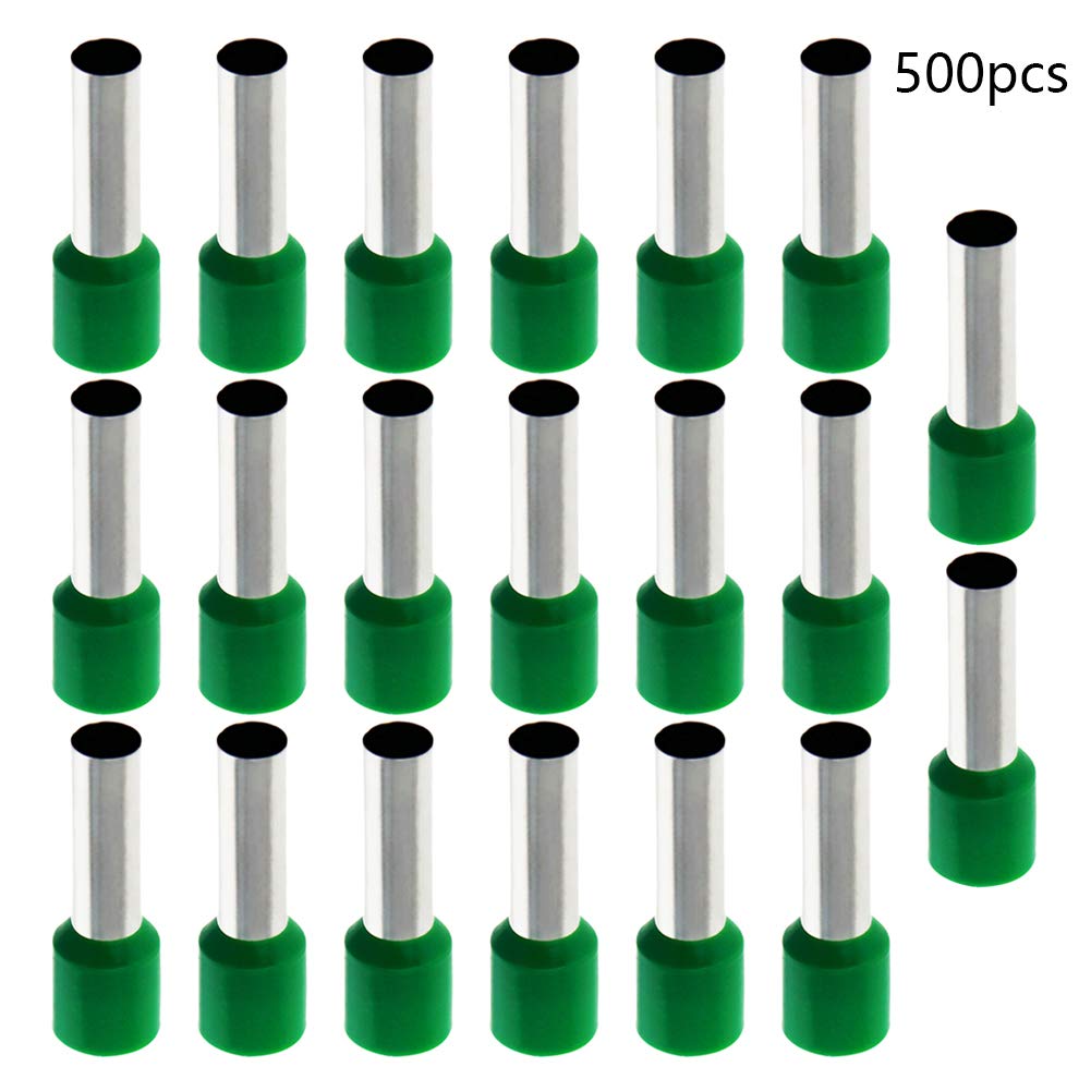 500pcs AWG 5 Wire Ferrule Connectors Kit with Crimper Plier - 16mm² Green Insulated Crimp Pin Terminal for Electrical Wiring | DIY Home Projects, Automotive Repairs & Industrial Applications