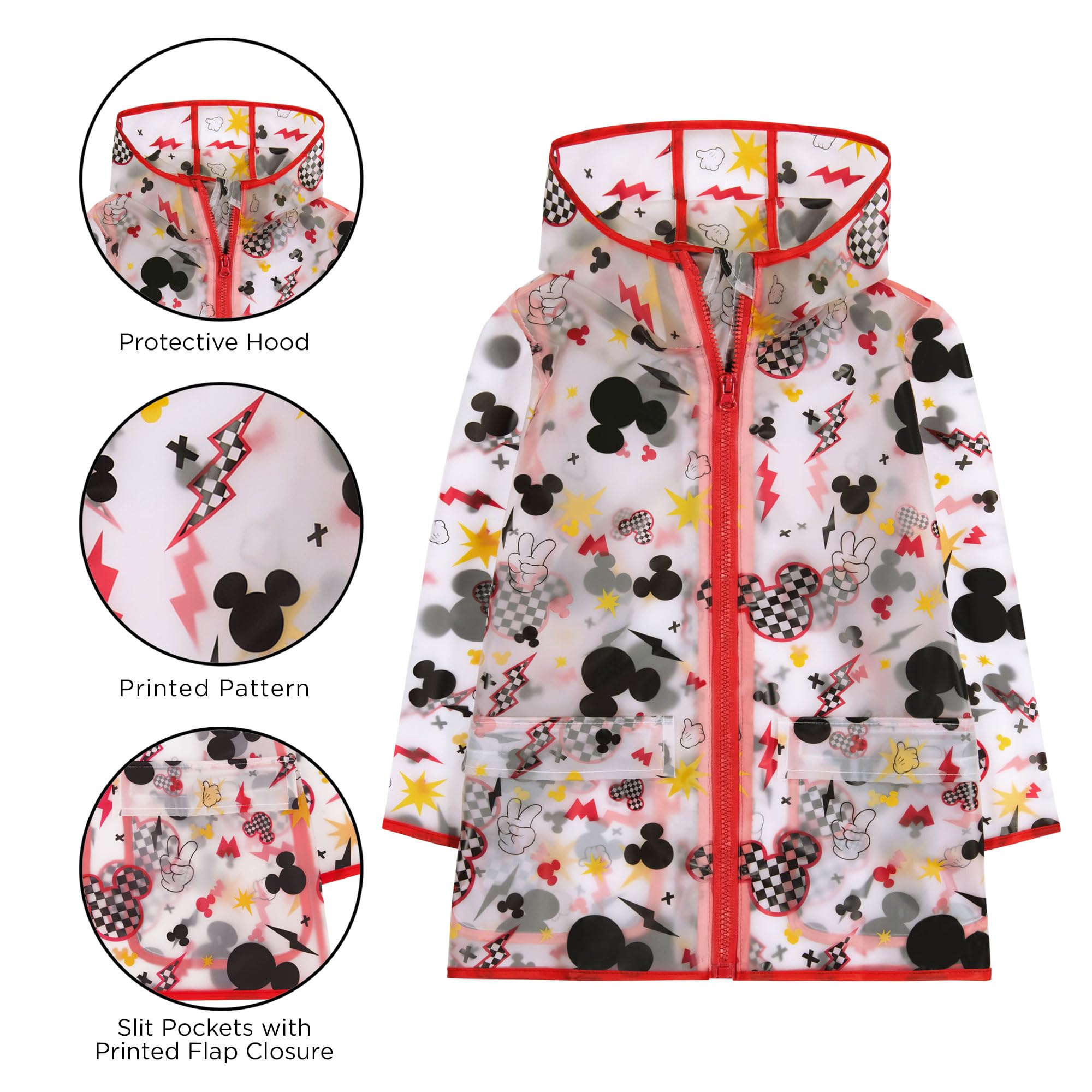 Disney Minnie Mouse & Mickey Mouse Raincoat, Princess & Paw Patrol Waterproof Jacket for Boys Girls 2-7 Years - Perfect for School, Outdoor Play & Rainy Day Adventures