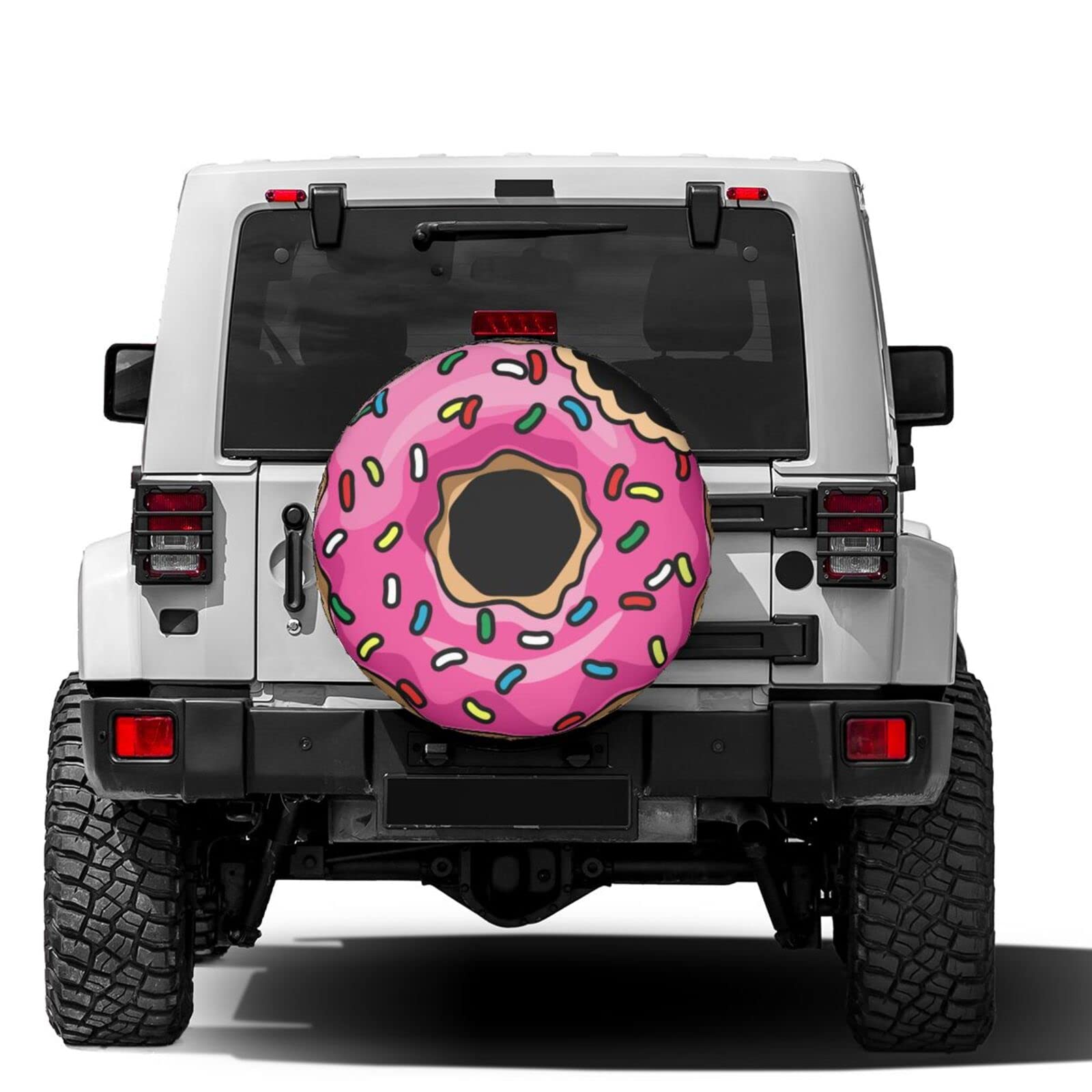 **Pink Cartoon Donut Spare Tire Cover - Waterproof & Dust-Proof Wheel Cover for 17 Inch Tires - Fits SUV, RV, Trailer & More - Perfect for Camping, Road Trips & Outdoor Adventures**