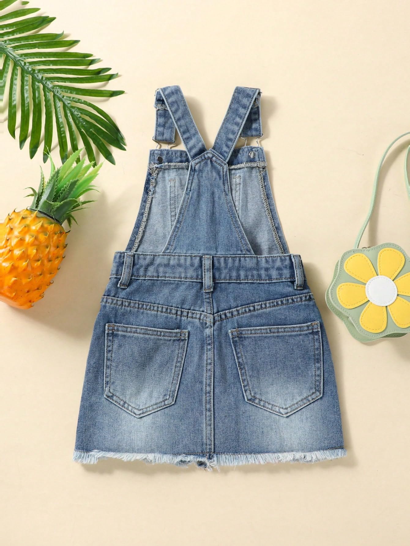 Girl's Casual Ripped Raw Hem Midi Denim Overalls Dress with Pocket - Stylish and Comfortable Outfit for School, Playdates & Everyday Wear