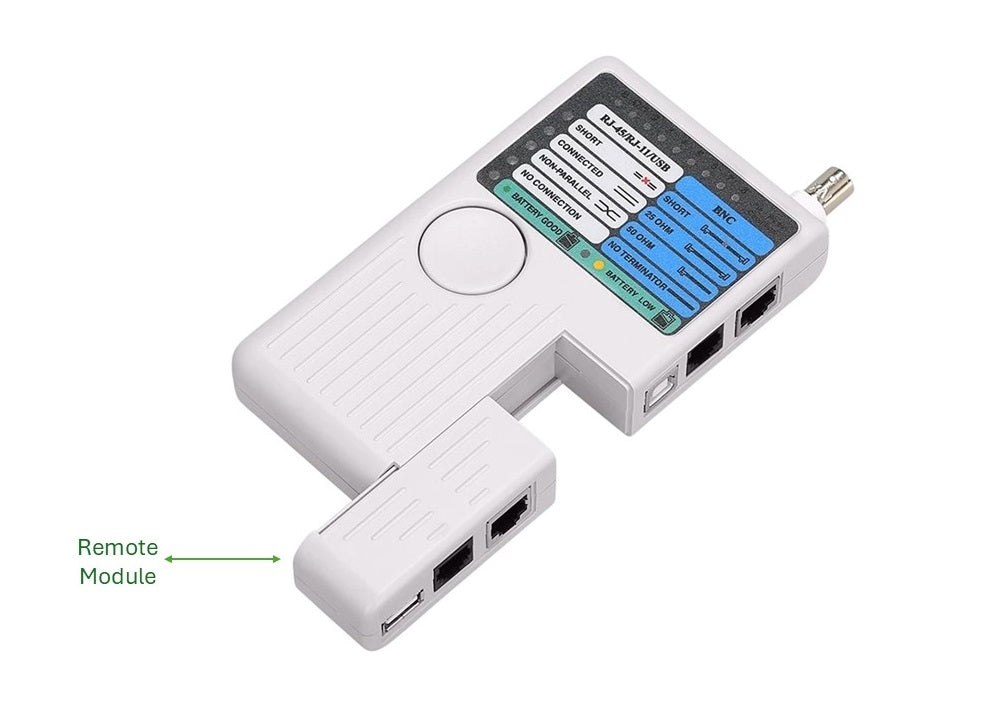 RJ11 RJ45 USB BNC 4-in-1 Cable Tester - Multifunction Network Connectivity Tester for Ethernet, Phone Lines, USB Devices & Security Cameras - Perfect for IT Professionals, Network Installations & Home Office Setup