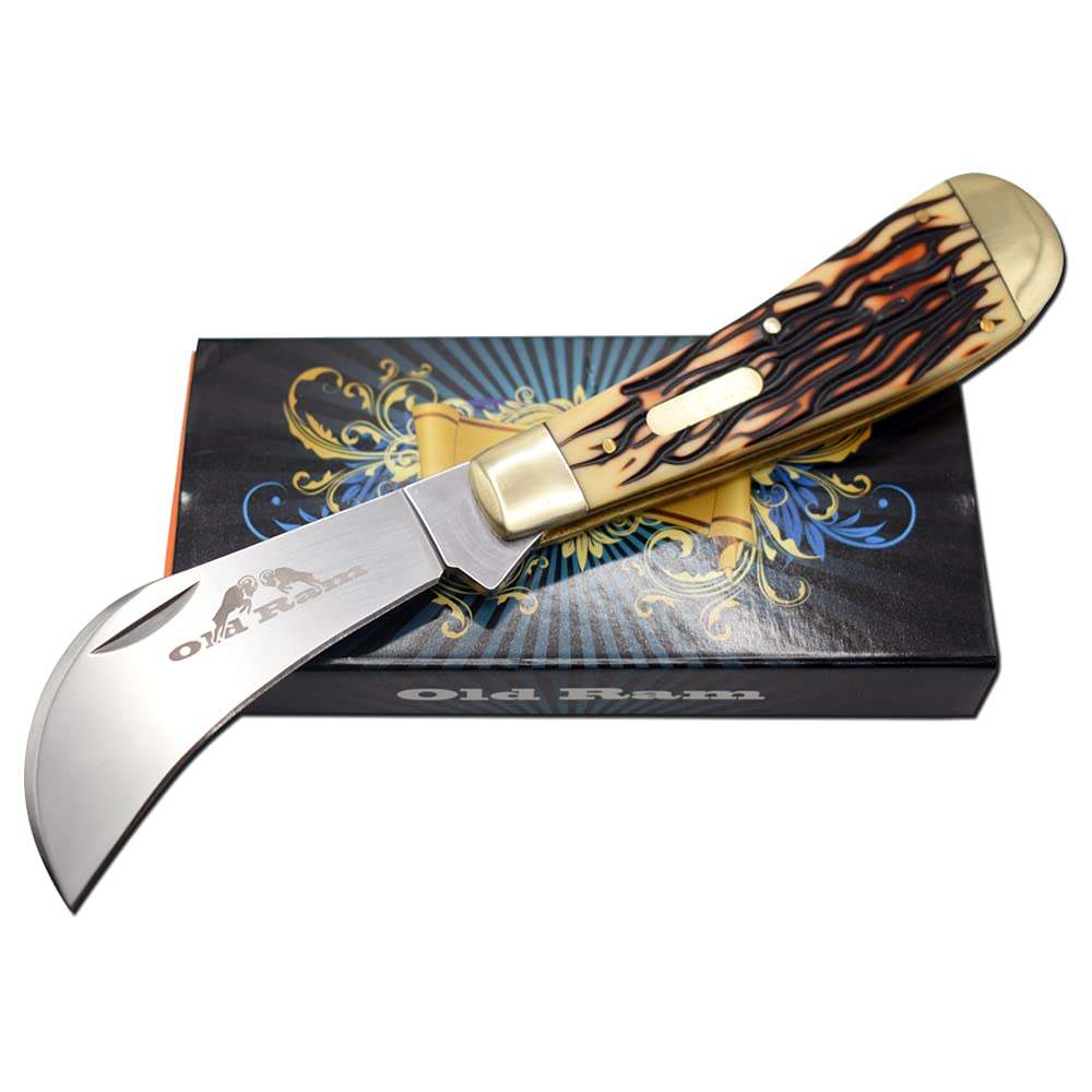 Hawkbill Pruning Knife - Traditional Lockback Folding Knife with Ergonomic Handle for Gardening, Hunting & Camping | Perfect for Bushcraft, Survival & Outdoor Adventures