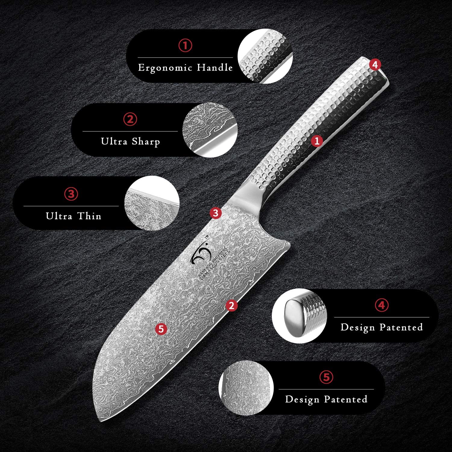 Premium 12-Piece Damascus Steel Kitchen Knife Set with Natural Wood Block - Razor Sharp Chef Knives, Paring Knife, Bread Knife - Non-Slip ABS Ergonomic Handle, Sharpener & Shears Included - Perfect for Home Cooking, Professional Chefs & Gift Giving