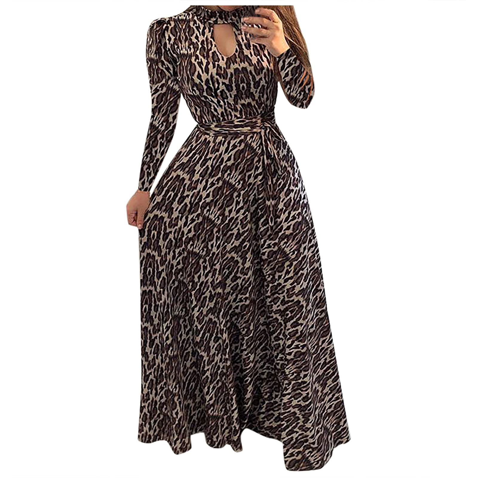 Women's Long Sleeve High Neck Bandage Dress with Floral Print - Plus Size Bodycon Casual Boho Dress for Party, Date Night & Office Wear