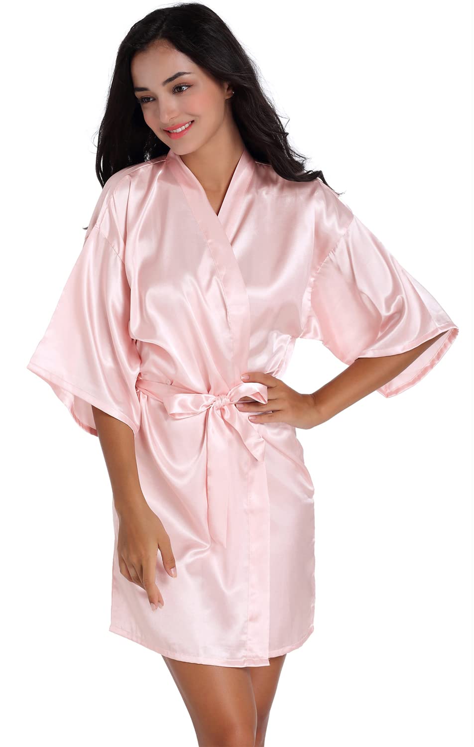 Bride Satin Robe with Rhinestones - Wedding Party Sleepwear for Women