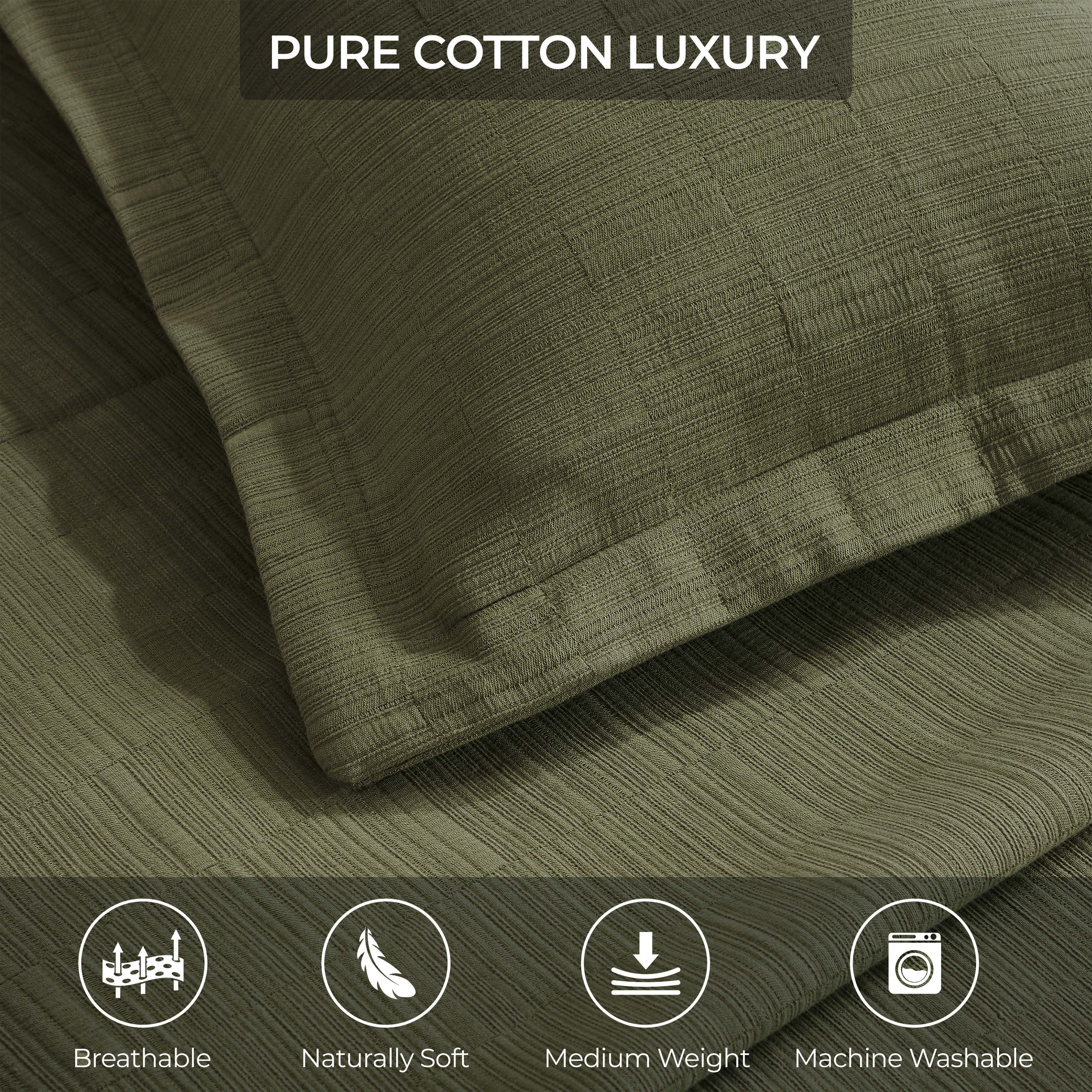 Premium Zenith Cotton Medium Weight Matelasse Bedspread & Sham Set - Queen Size, Luxury Textured Bedding for Master Bedroom & Guest Room Decor