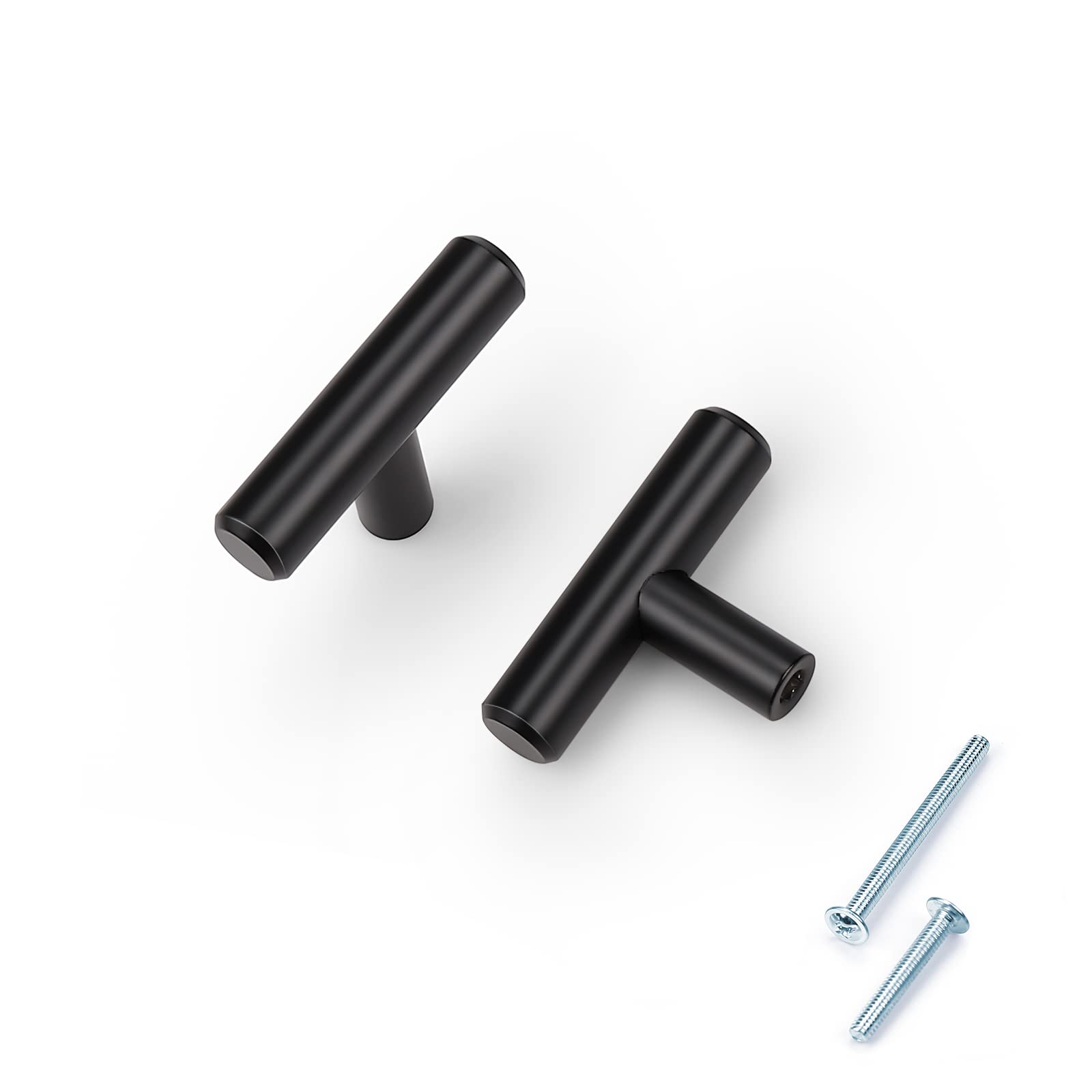20 Pack Solid Stainless Steel Cabinet & Furniture Pulls - Modern Euro Style Round Bar Handles for Kitchen Cabinets, Dresser Drawers (Single Hole 50mm/2