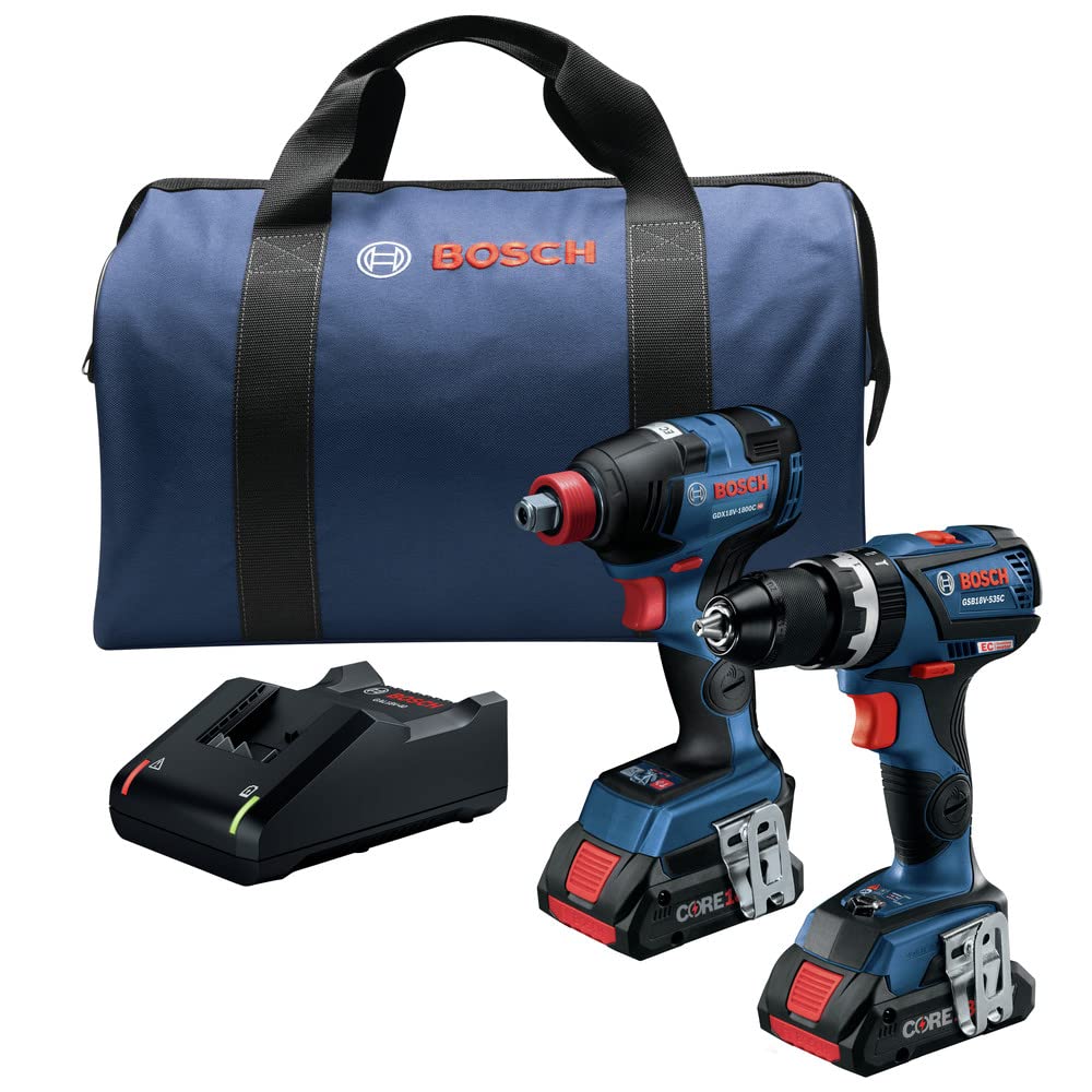 Bosch GXL18V-251B25-RT 18V Brushless Cordless Impact Driver & Hammer Drill Combo Kit - 1/4