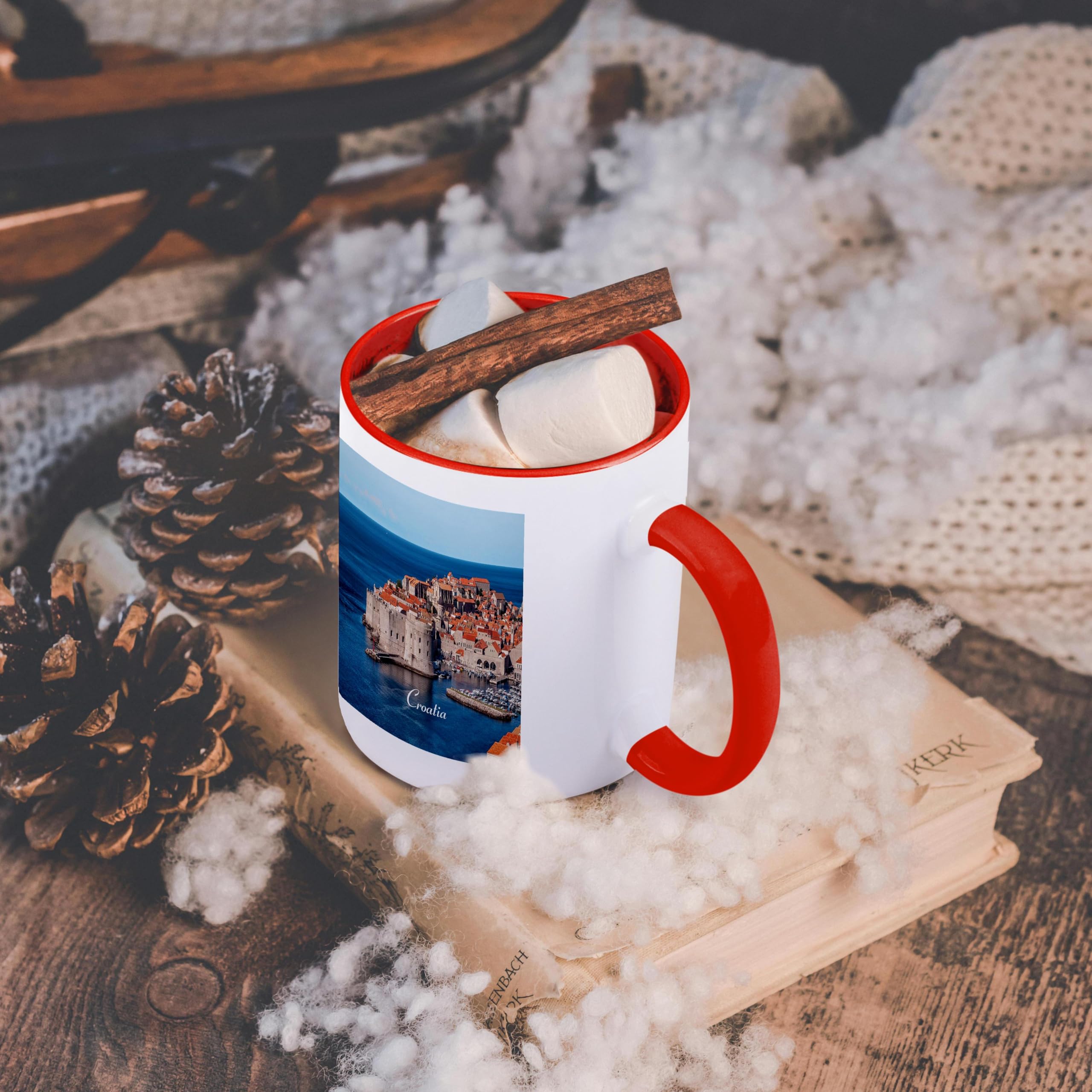 3D Rose 15oz Two-Tone Red and White Ceramic Coffee Mug - Perfect for Home, Office, or Gift Giving