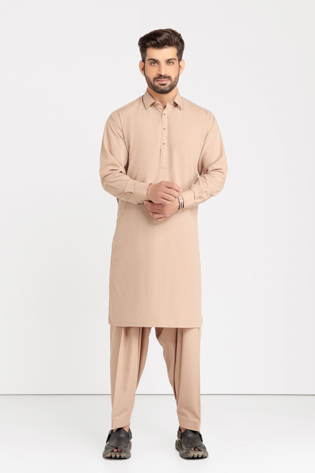 Stylish Blended Milo Kurta Shalwar Set for Men - Traditional Pakistani Ethnic Wear - Perfect for Eid, Weddings & Festive Occasions
