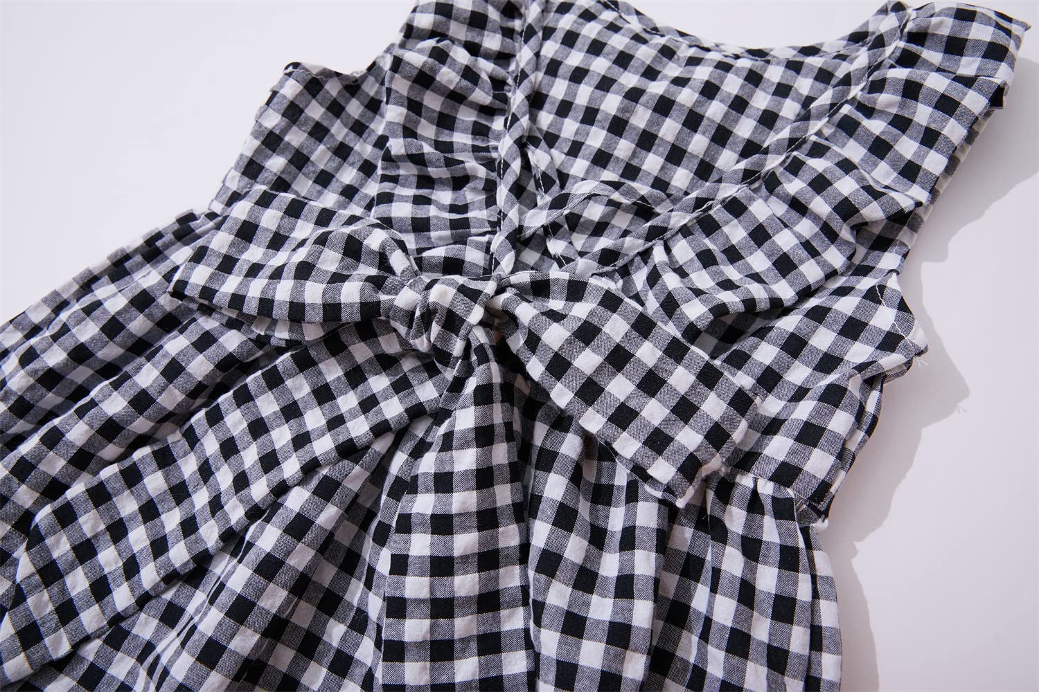 Toddler Baby Girls Cotton Ruffle Backless Sleeveless Swing Plaid Dress - Cute Casual Summer Outfit for Playdates, Parties & Photo Shoots
