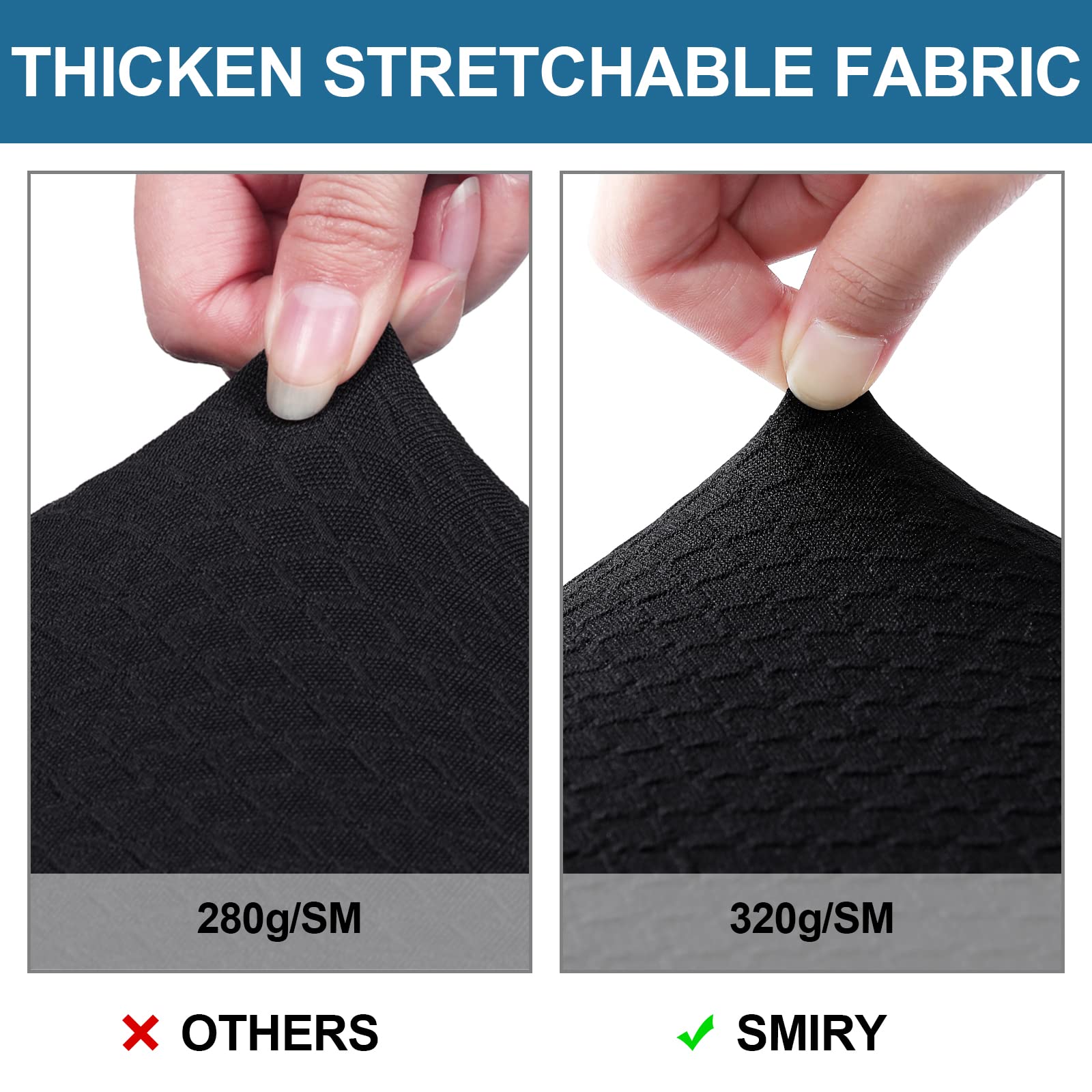 Smiry Waterproof Dining Room Chair Covers Set of 6 - Stretch Jacquard Washable Seat Slipcovers Protector (Black) | Perfect for Family Gatherings, Restaurants & Home Decor