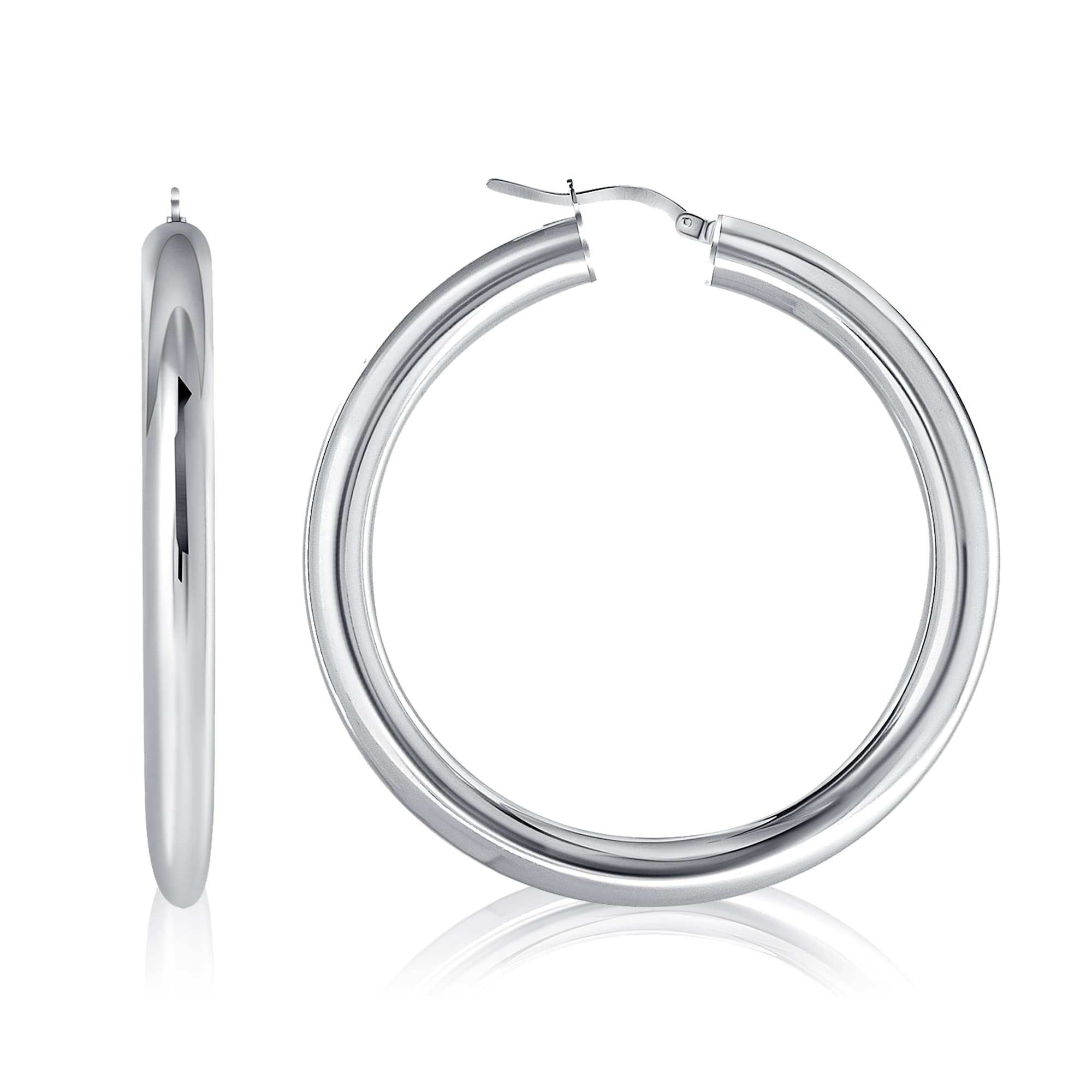 925 Sterling Silver Classic Large 2-Inch Round Hoop Earrings for Women | Italian Made Lightweight Silver Hoops | Perfect Gift for Women & Teens | Everyday Wear, Parties & Special Occasions