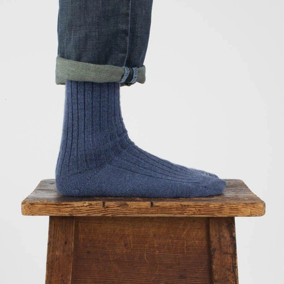 Premium Men's Rib Wool & Cotton Socks - Warm & Breathable Winter Socks for Hiking, Work & Everyday Comfort