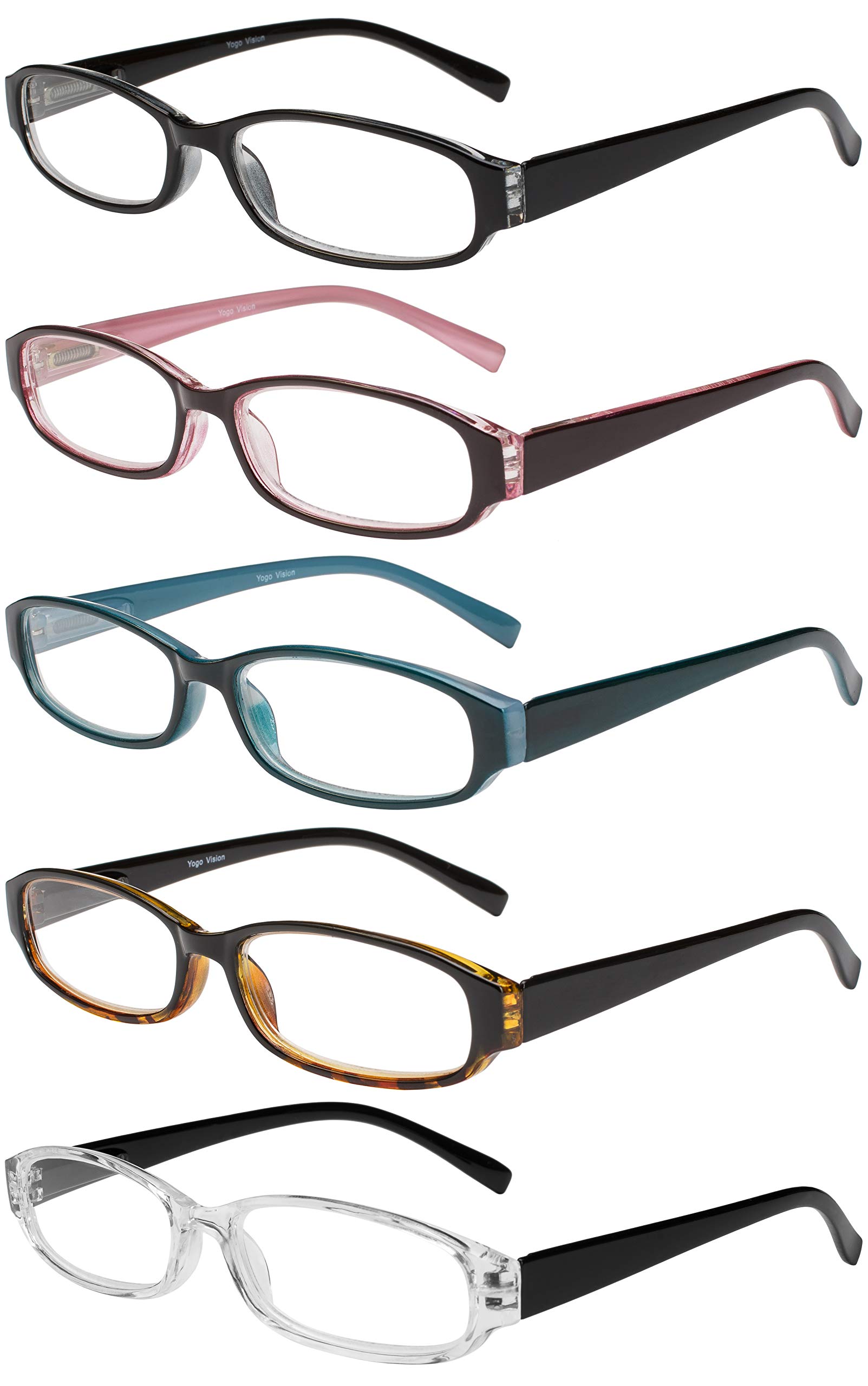 Success Eyewear Reading Glasses 5-Pack with Spring Hinge - Stylish & Durable Readers for Men & Women - Perfect for Office, Reading & Daily Use