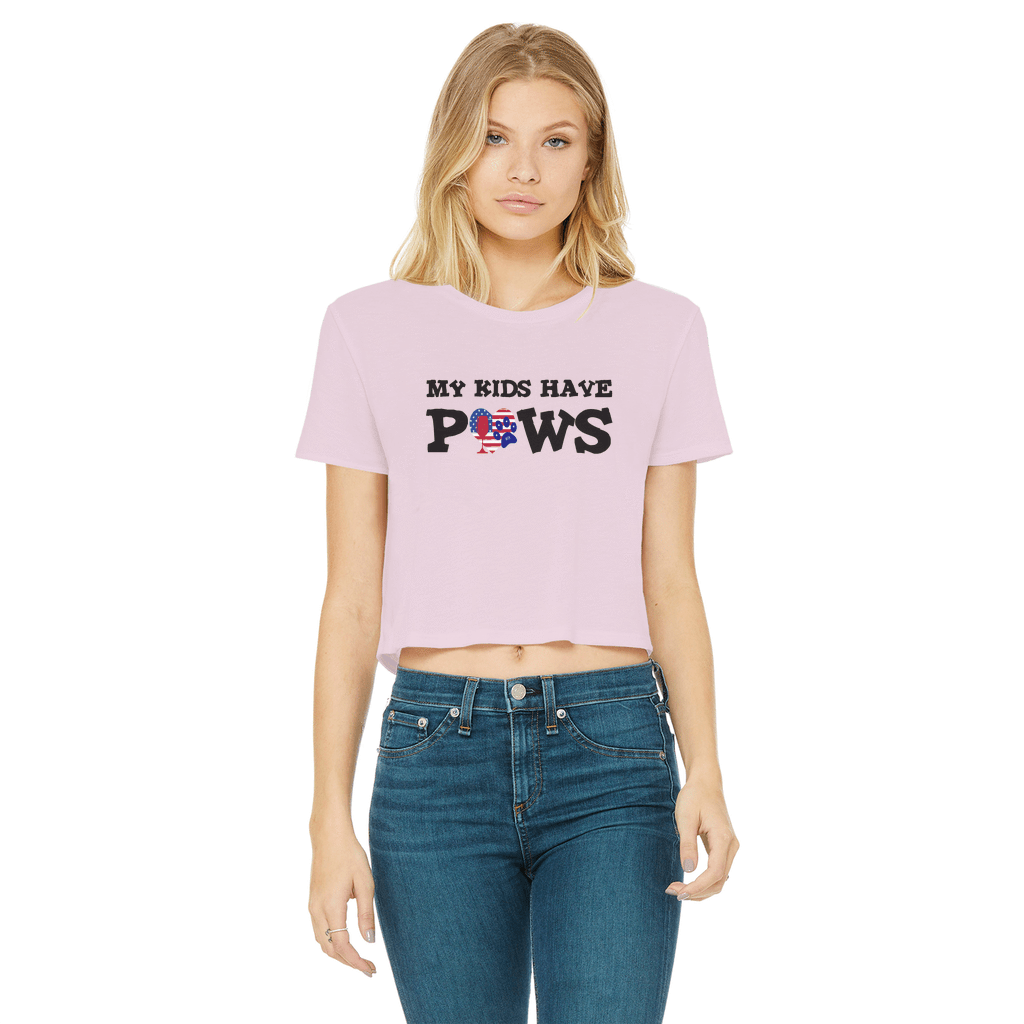 My Kids Have Paws Classic Women's Cropped Raw Edge T-Shirt | Funny Dog Mom Tee | Casual Wear & Pet Lover Gift