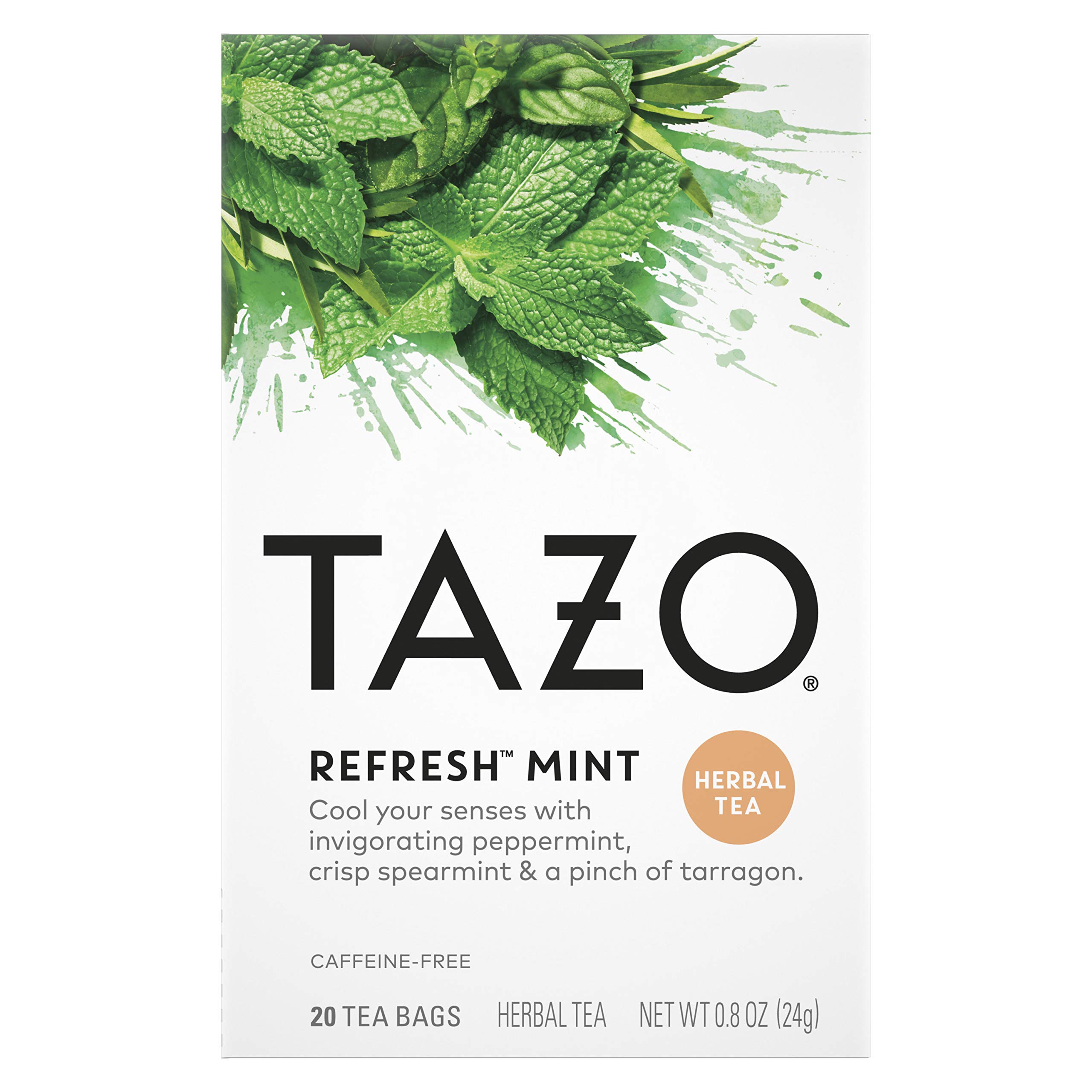 TAZO Refresh Mint Herbal Tea Bags - 20 Count | Caffeine-Free Herbal Tea for Relaxation & Digestion | Perfect for Afternoon Break, Stress Relief & Evening Soothing