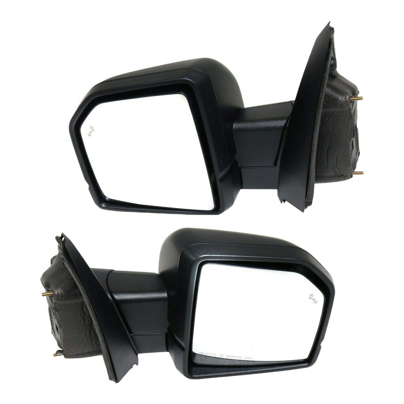Driver & Passenger Side View Mirror Replacement Set - 2pc Power Folding Heated Mirrors with Blind Spot Detection & Memory Function - Perfect for Ford F150, Chevy Silverado & Ram 1500 Trucks