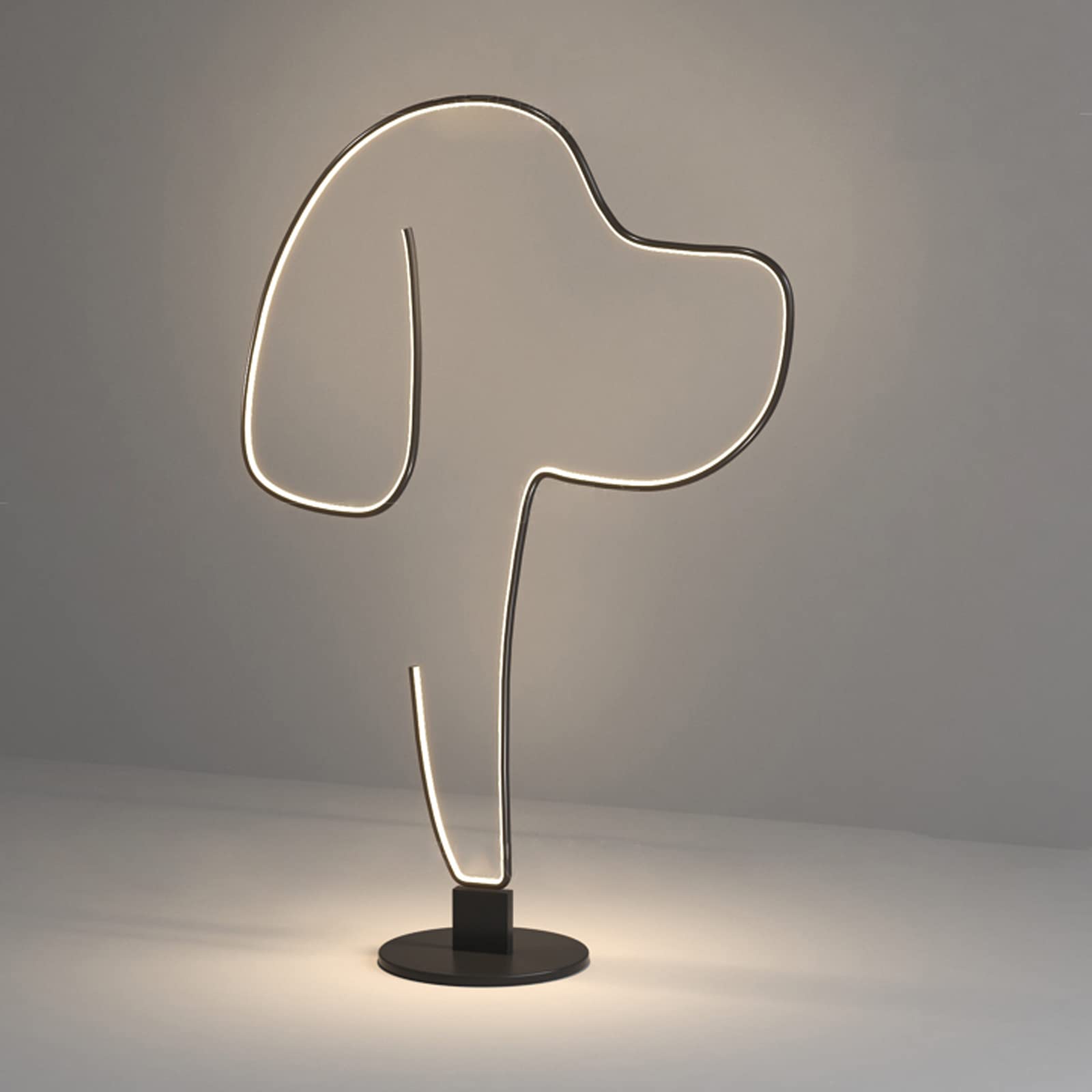 Cartoon Dog Black Floor Lamp - 64W Modern Minimalist Face Art Iron Lamp for Living Room & Bedroom - White - Perfect for Contemporary Home Decor & Nighttime Reading