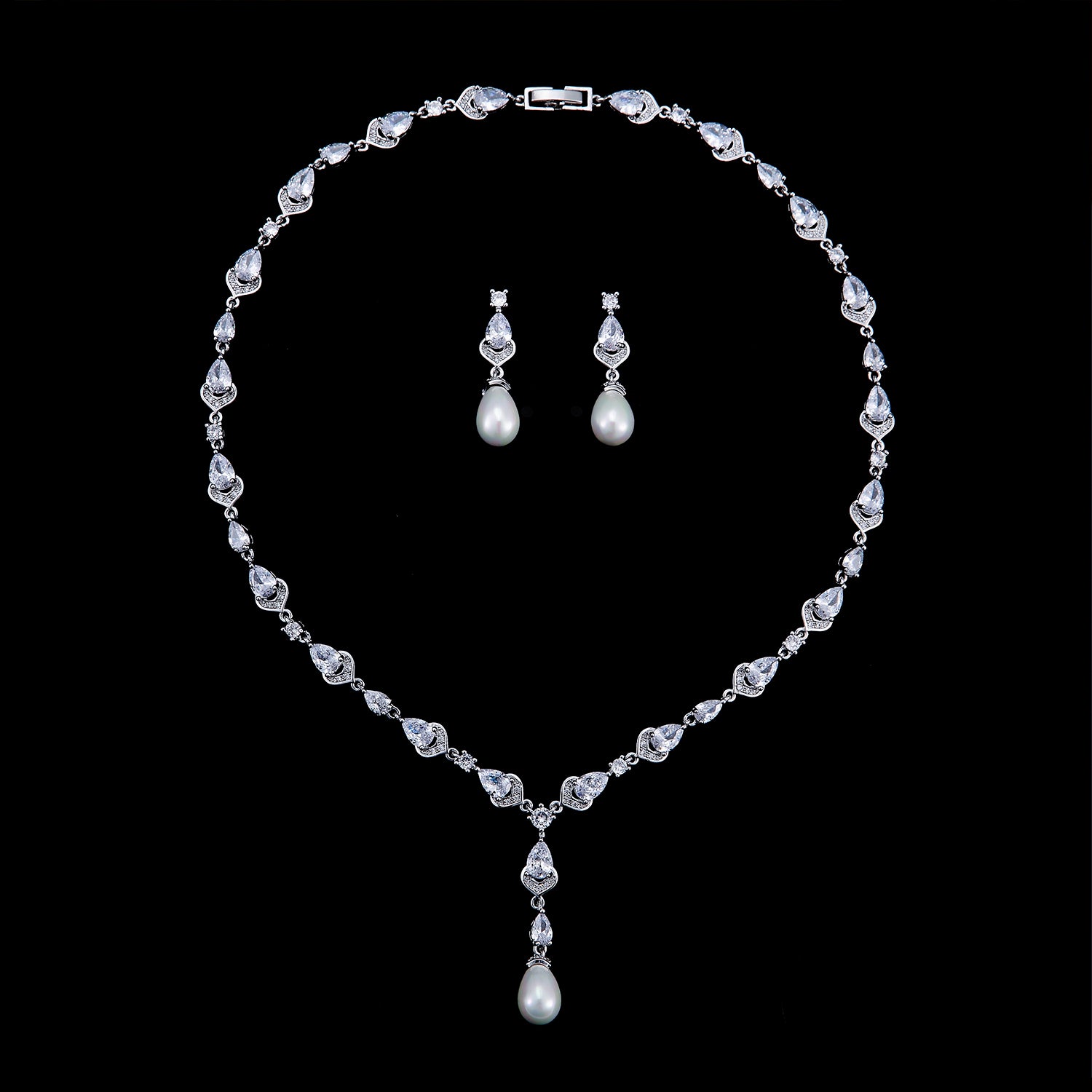 Cubic Zirconia Bridal Jewelry Set - Necklace & Earrings for Wedding, Engagement, and Special Occasions | CN10284